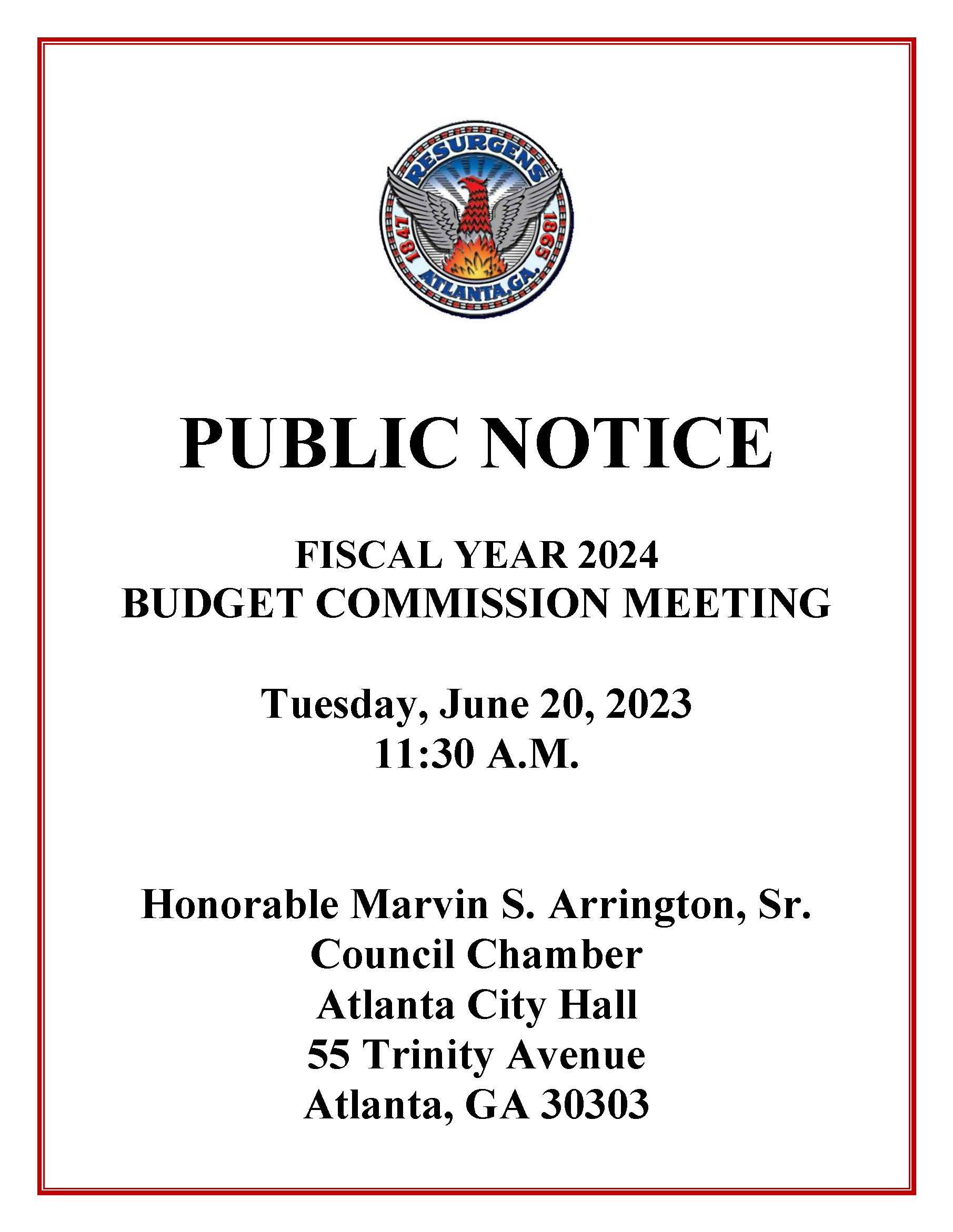 FY24 Budget Commission (Public Notice)