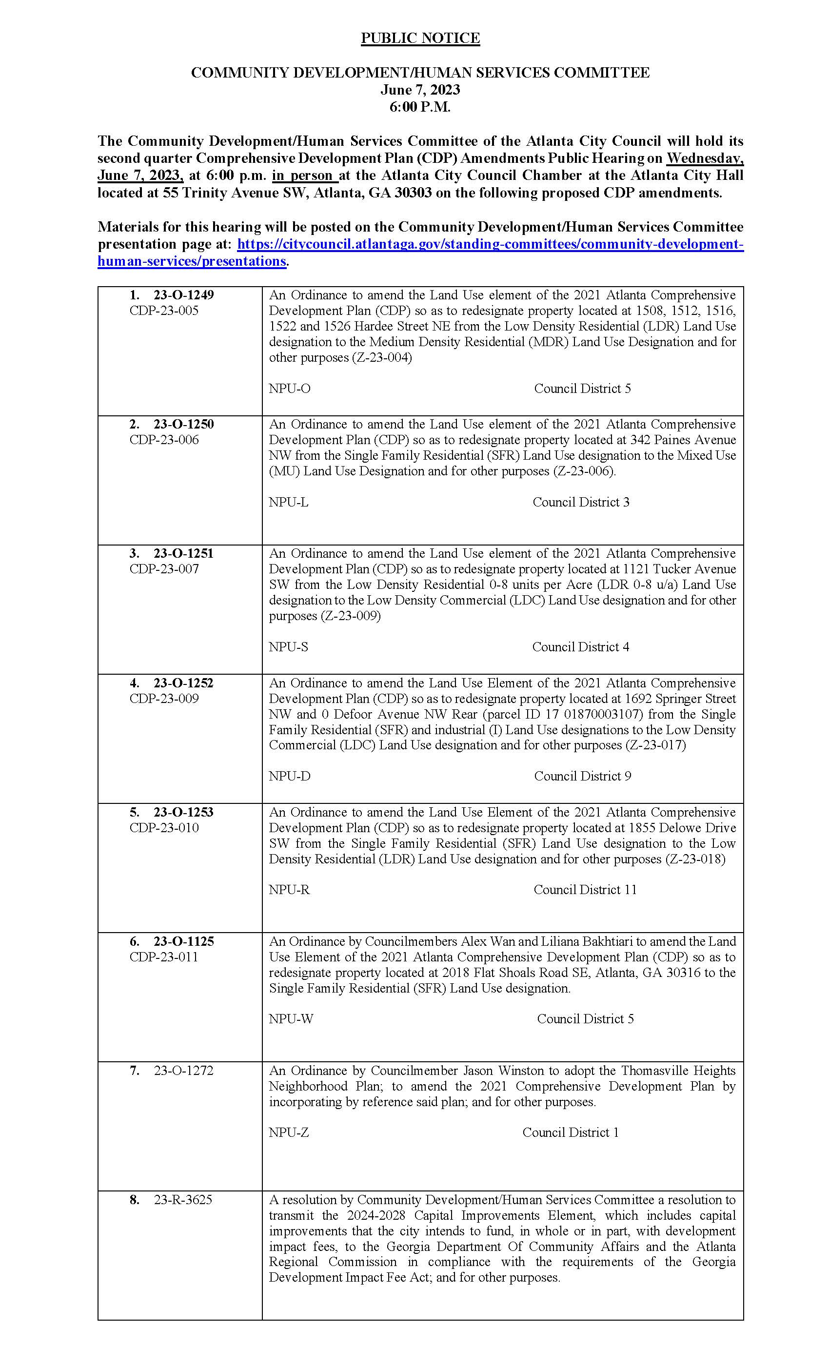 2Q 2023 CDP Public Hearing Agenda 5.17.2023 FINAL