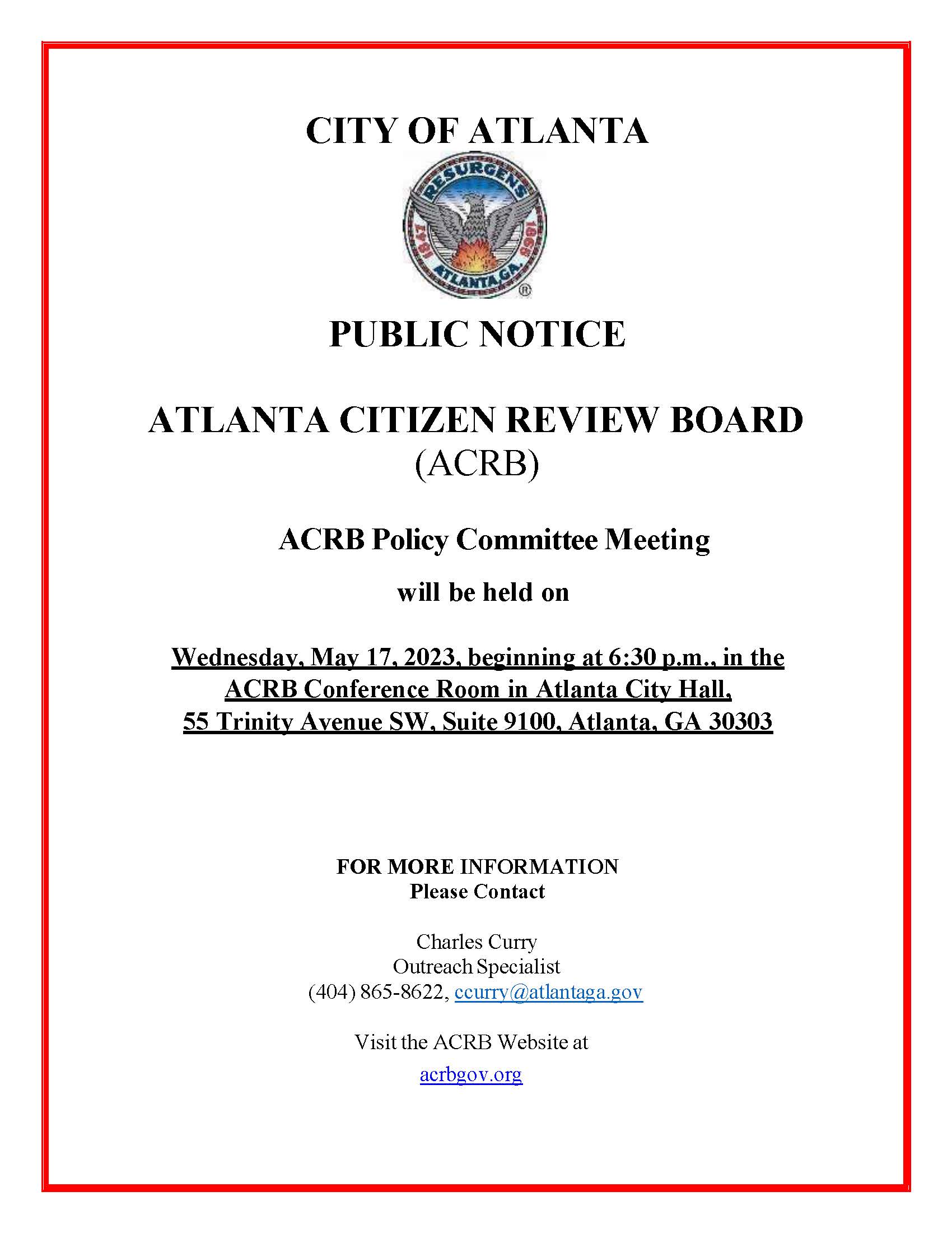 Public Notice_ACRB Policy Cmte. Meeting_5-17-23