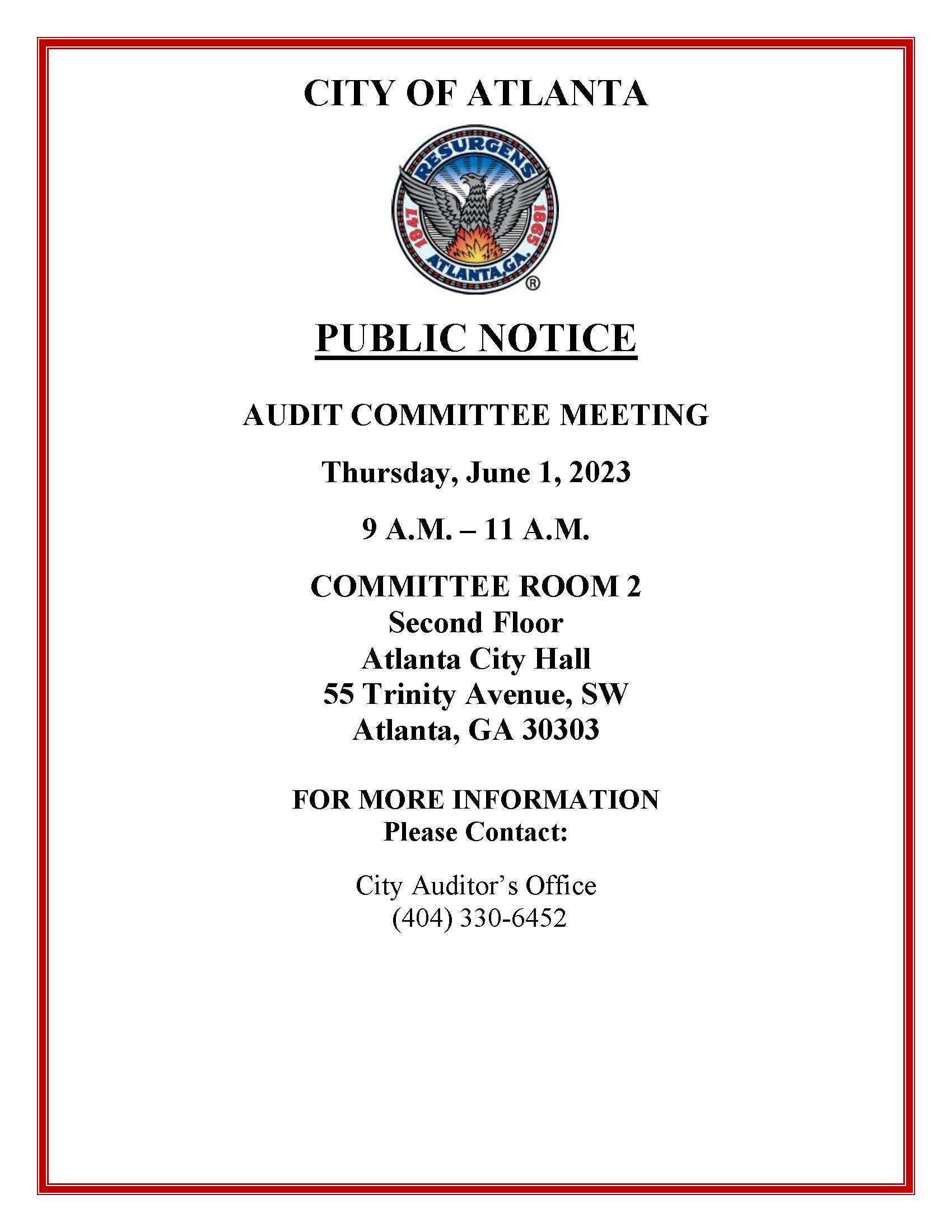 Audit Committee Public Notice June 1 2023