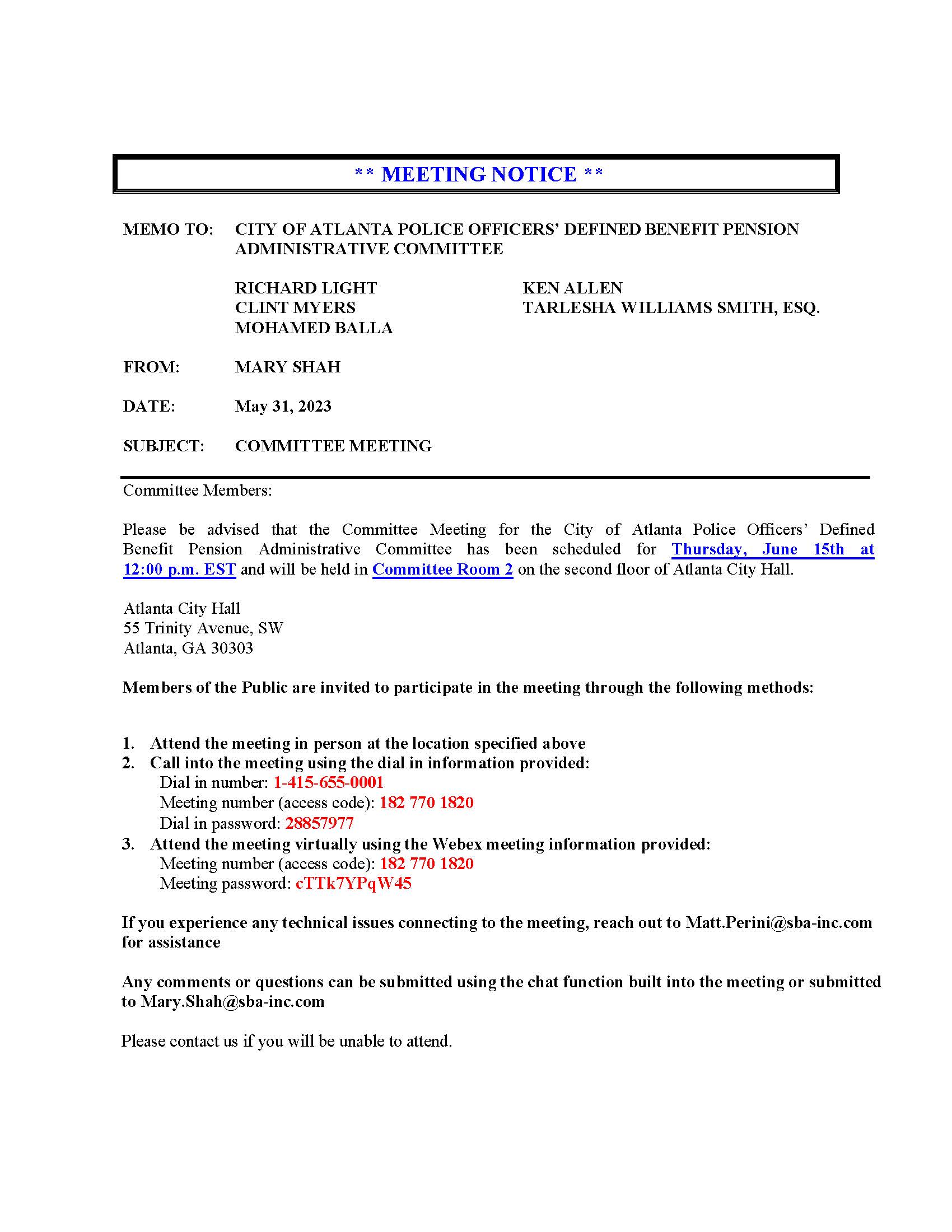 COAP - Meeting Notice 6.15.2023