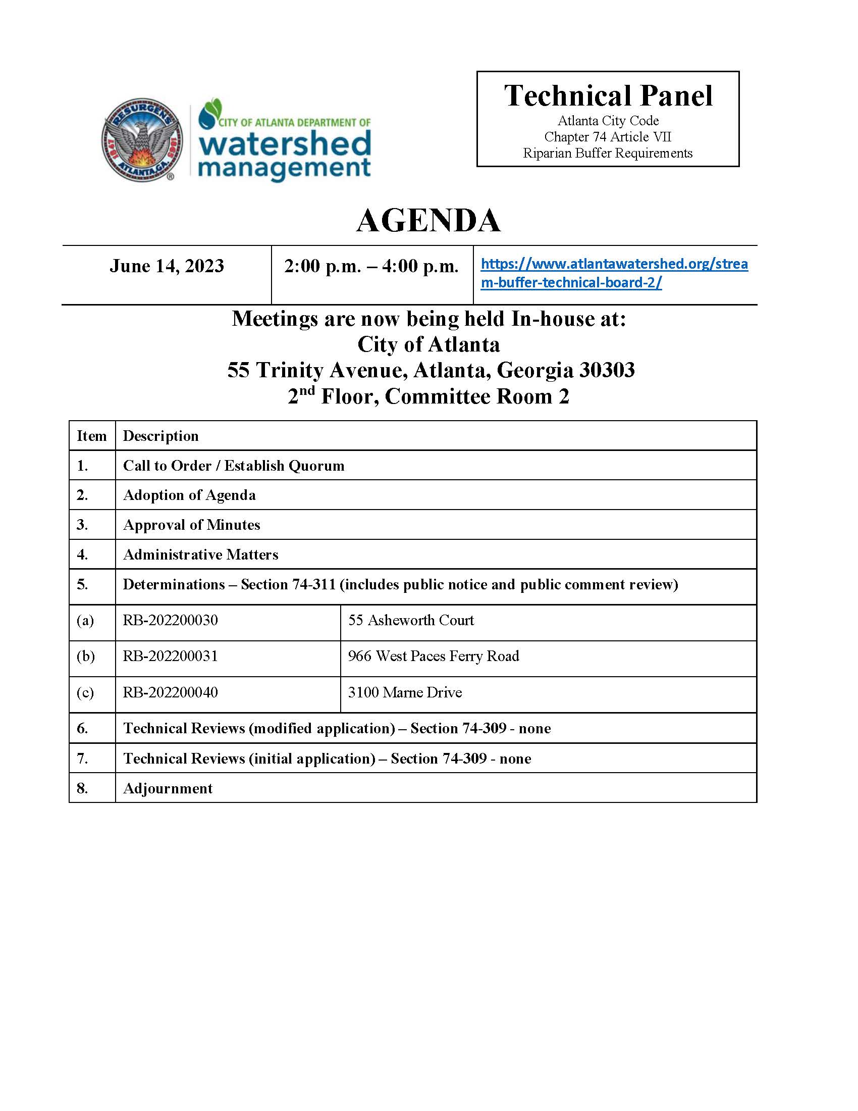 Updated AGENDA - Technical Panel - 6-14-23