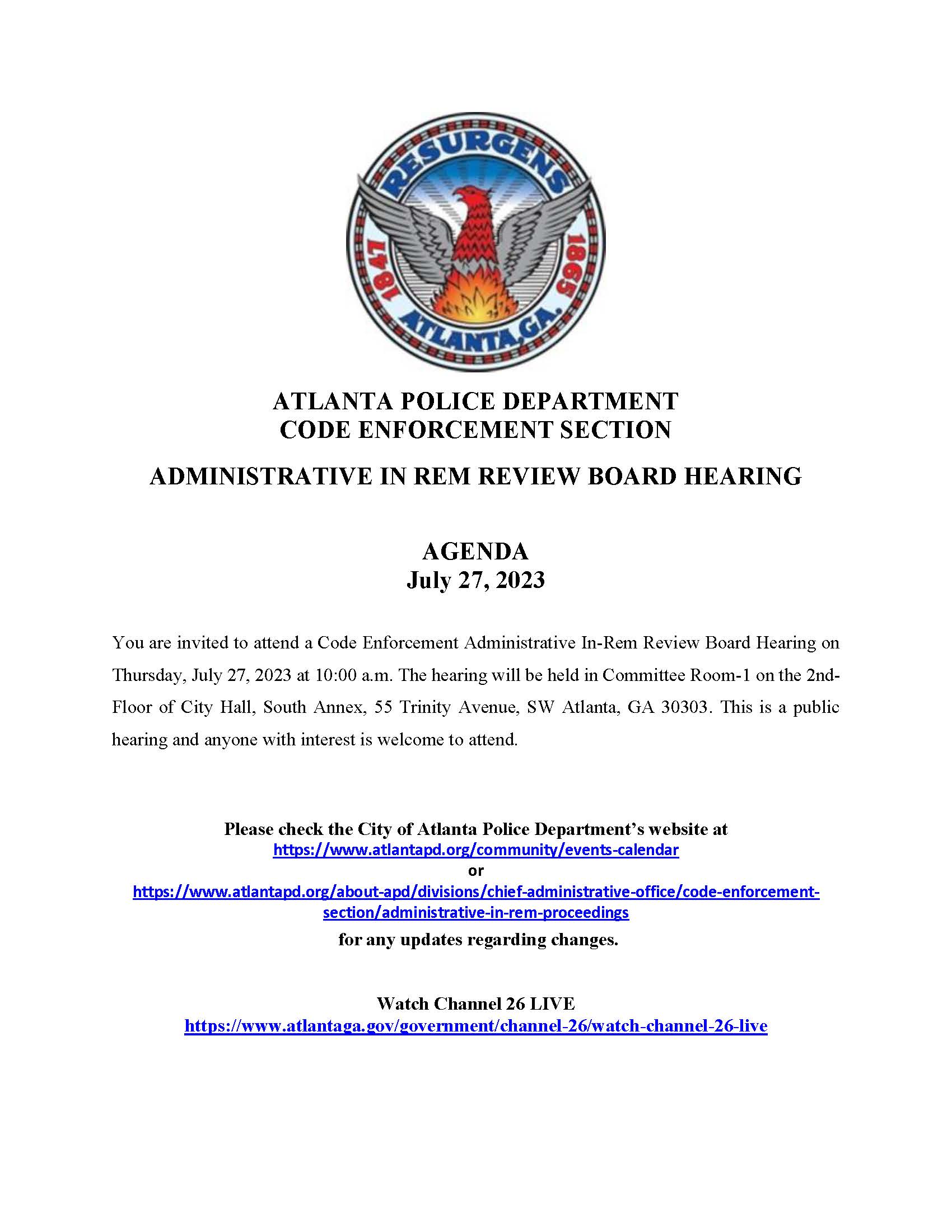 Website Publication__Administrative In Rem Hearing__JULY 27 2023