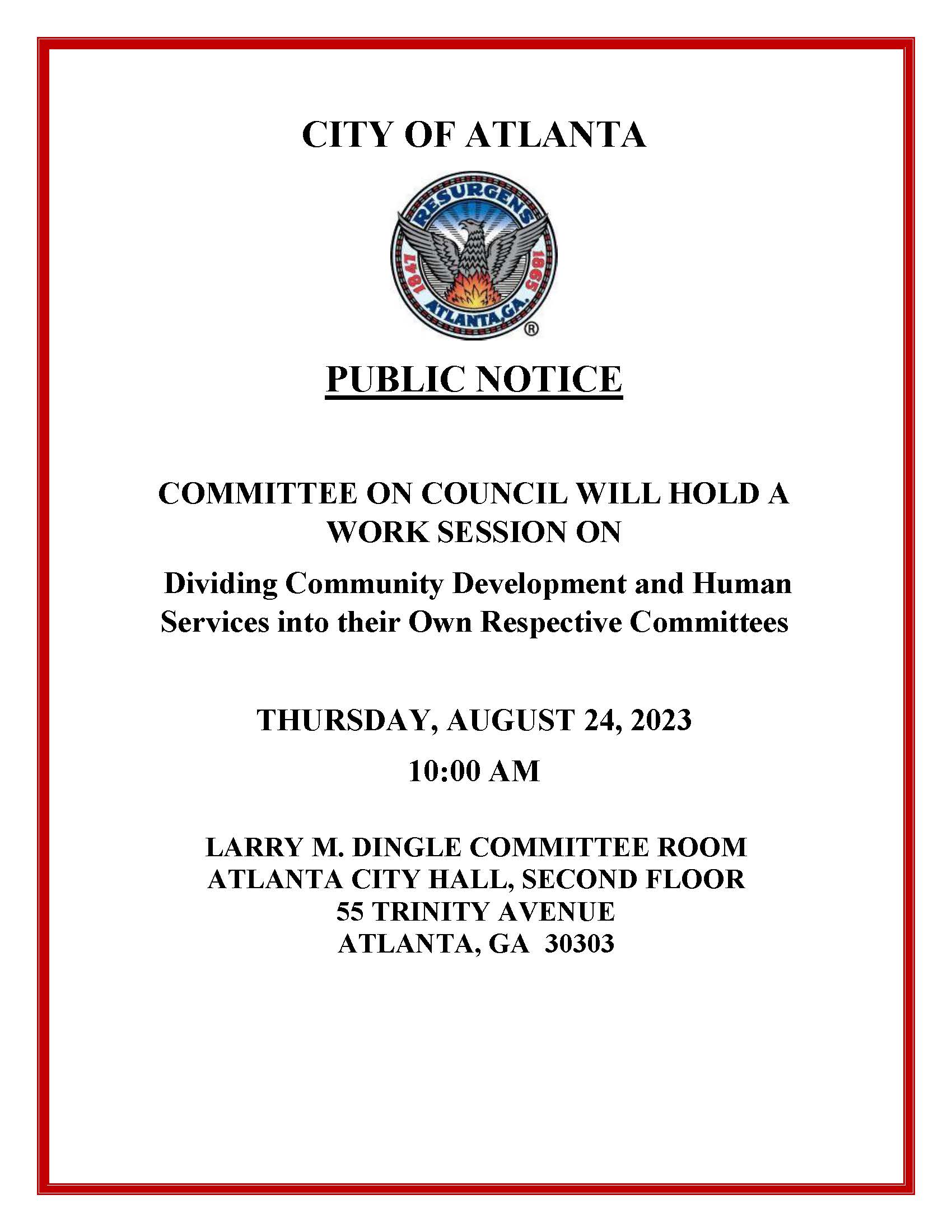 Public Notice COC-WS Dividing CDHS