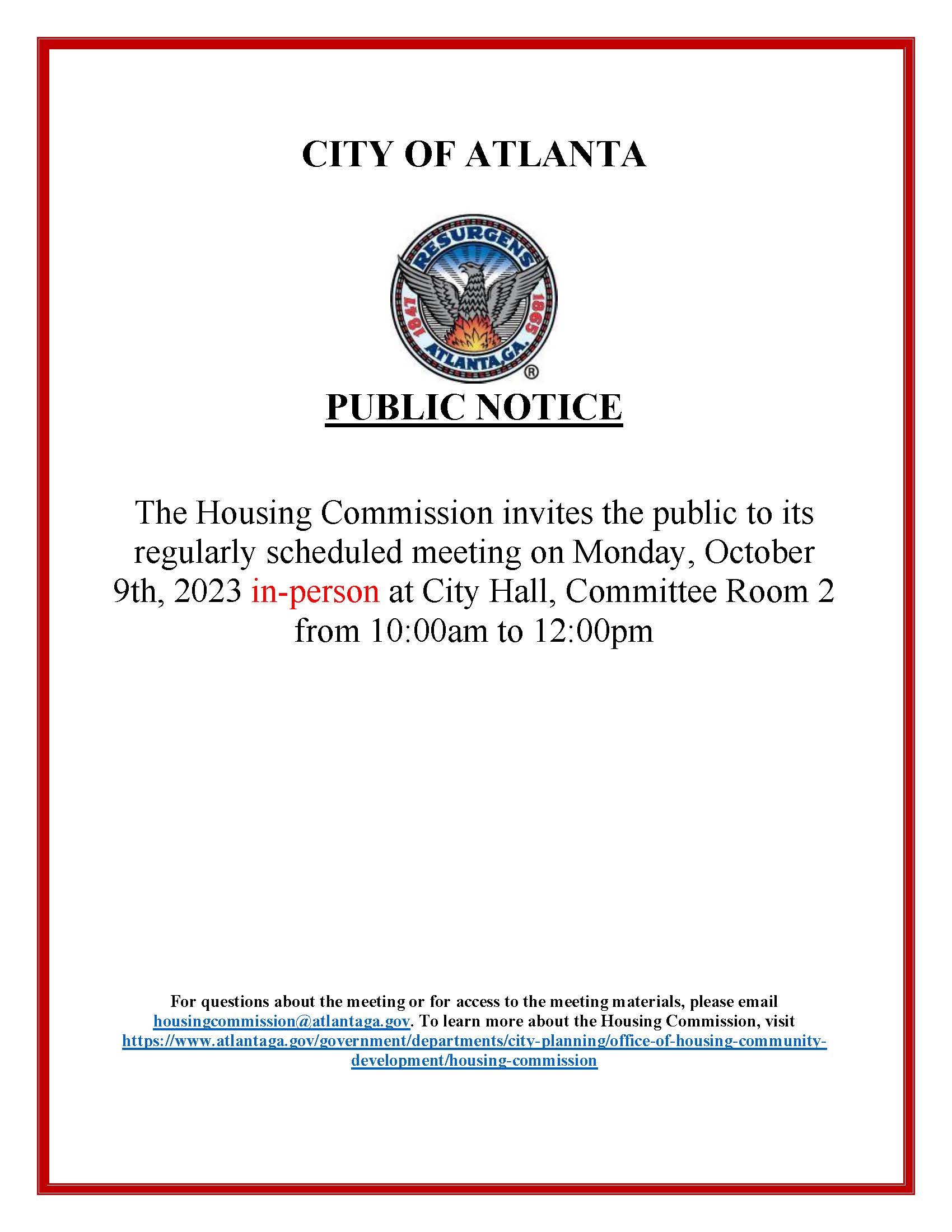 AHC Meeting Notice OCTOBER.09 2023