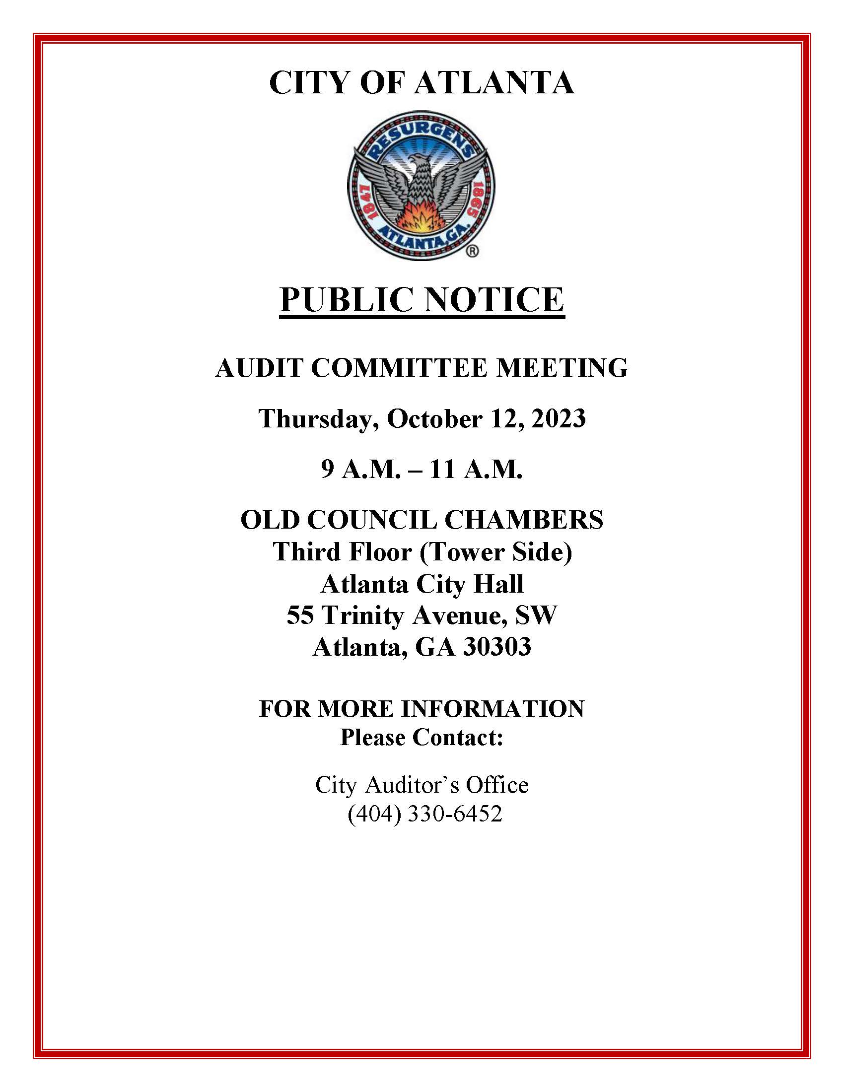 Audit Committee Public Notice October 12 2023