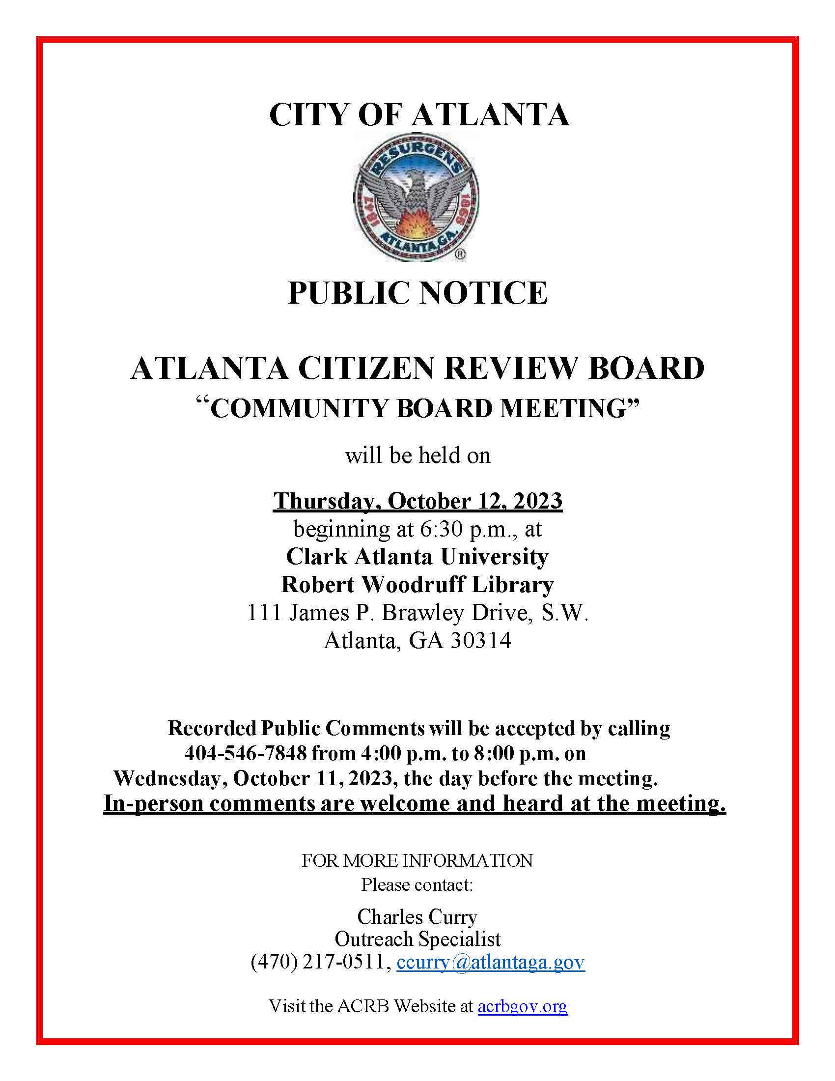 Public Notice_ACRB October 2023 Community Meeting