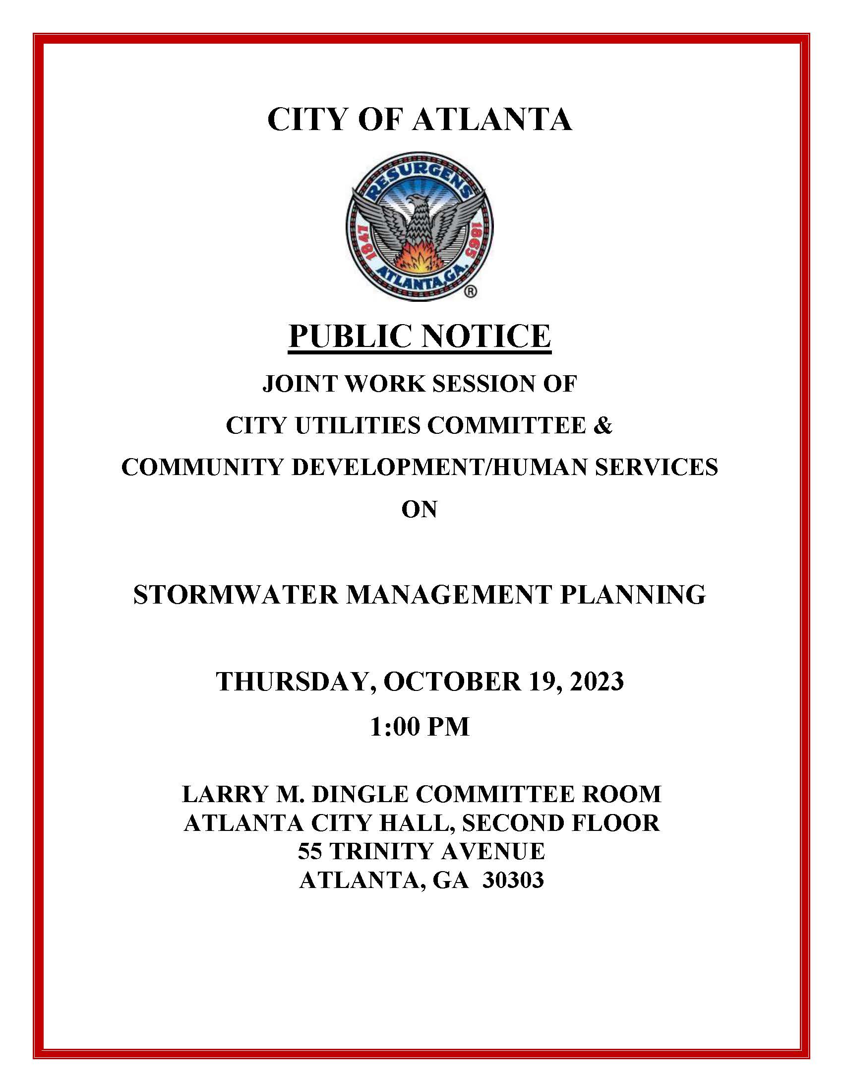 Public Notice CUC  CDHS - STORMWATER MANAGEMENT PLANNING 10.19.2023