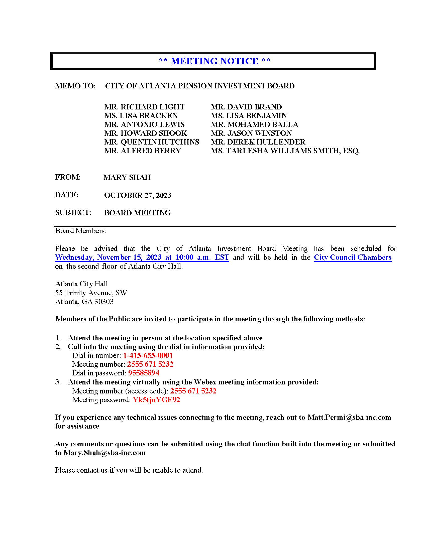 COA IB - Meeting Notice 11.15.2023