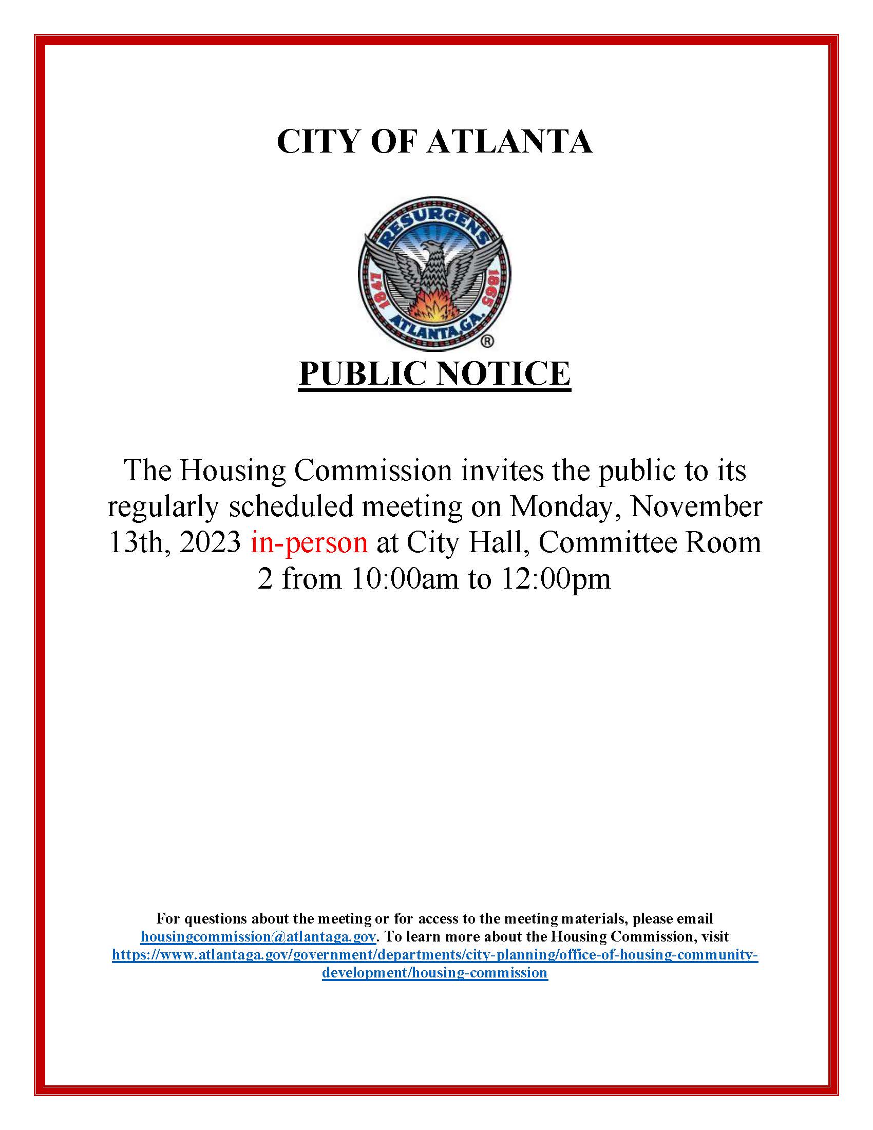 AHC Meeting Notice NOVEMBER 13 2023