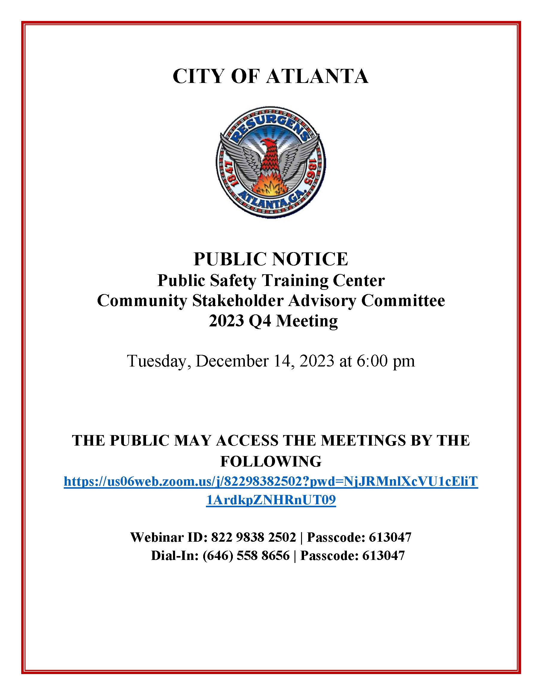 Public Notice Community Stakeholder Advisory Committe Q4 12.14.2023