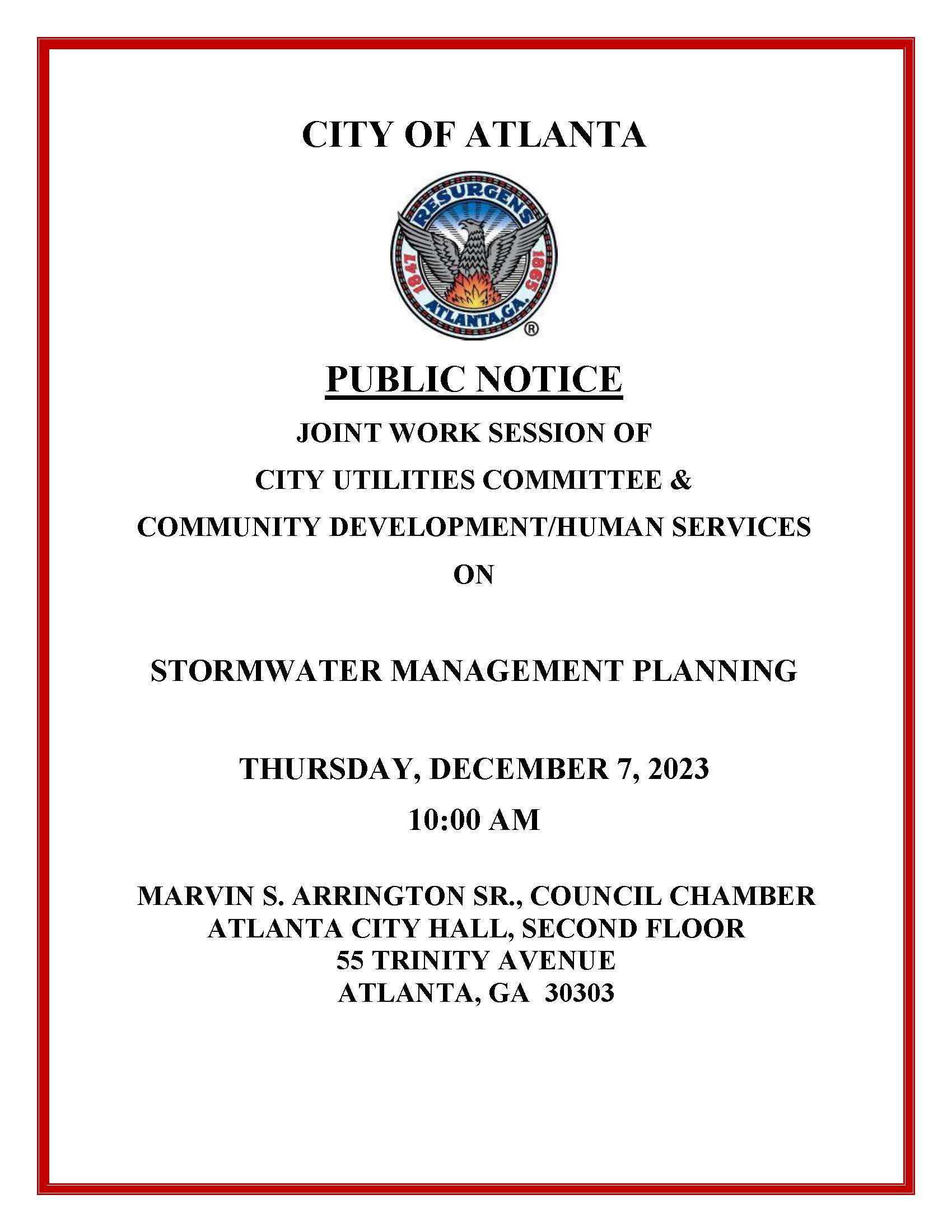 Public Notice CUC  CDHS - STORMWATER MANAGEMENT PLANNING 12.7.2023