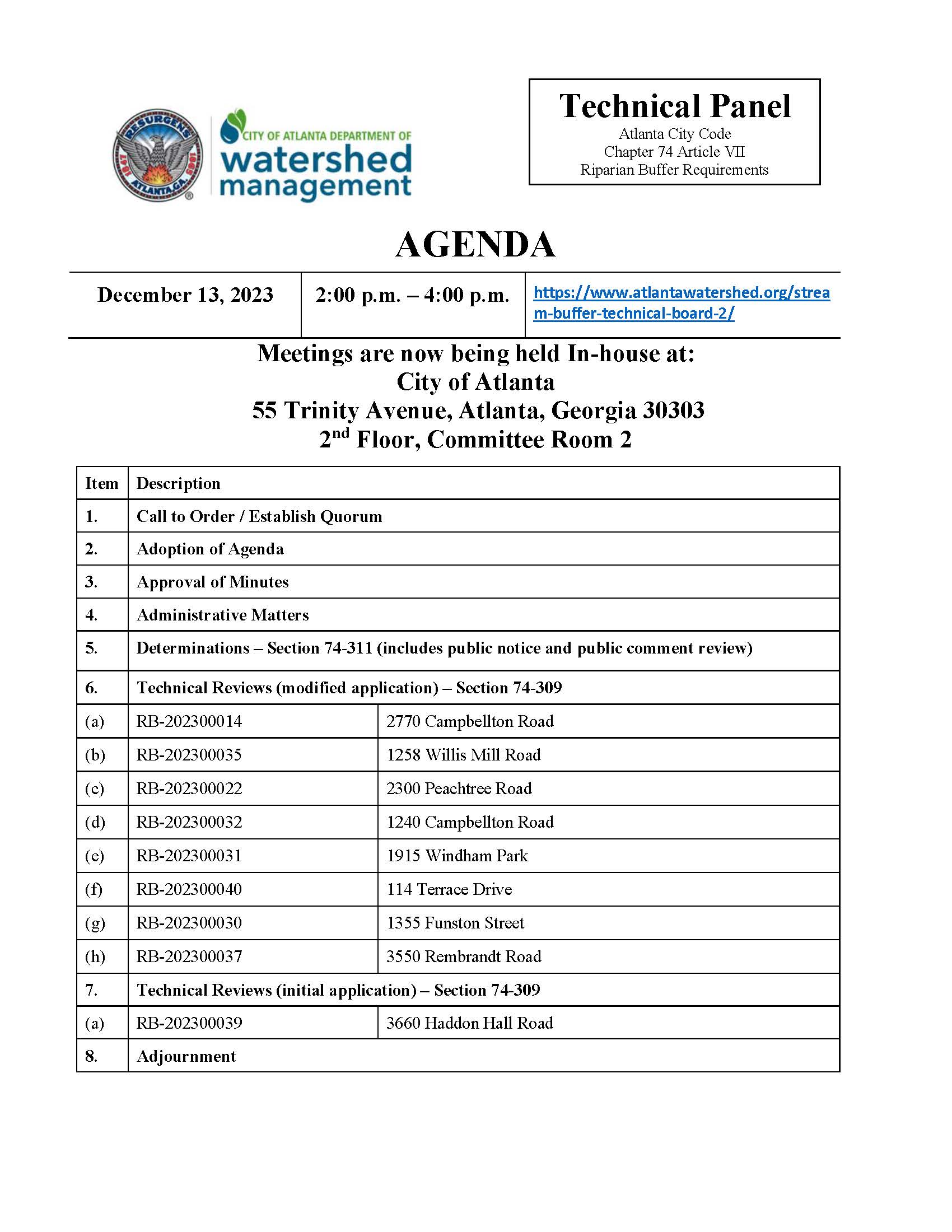 AGENDA - Technical Panel - 12.13.23