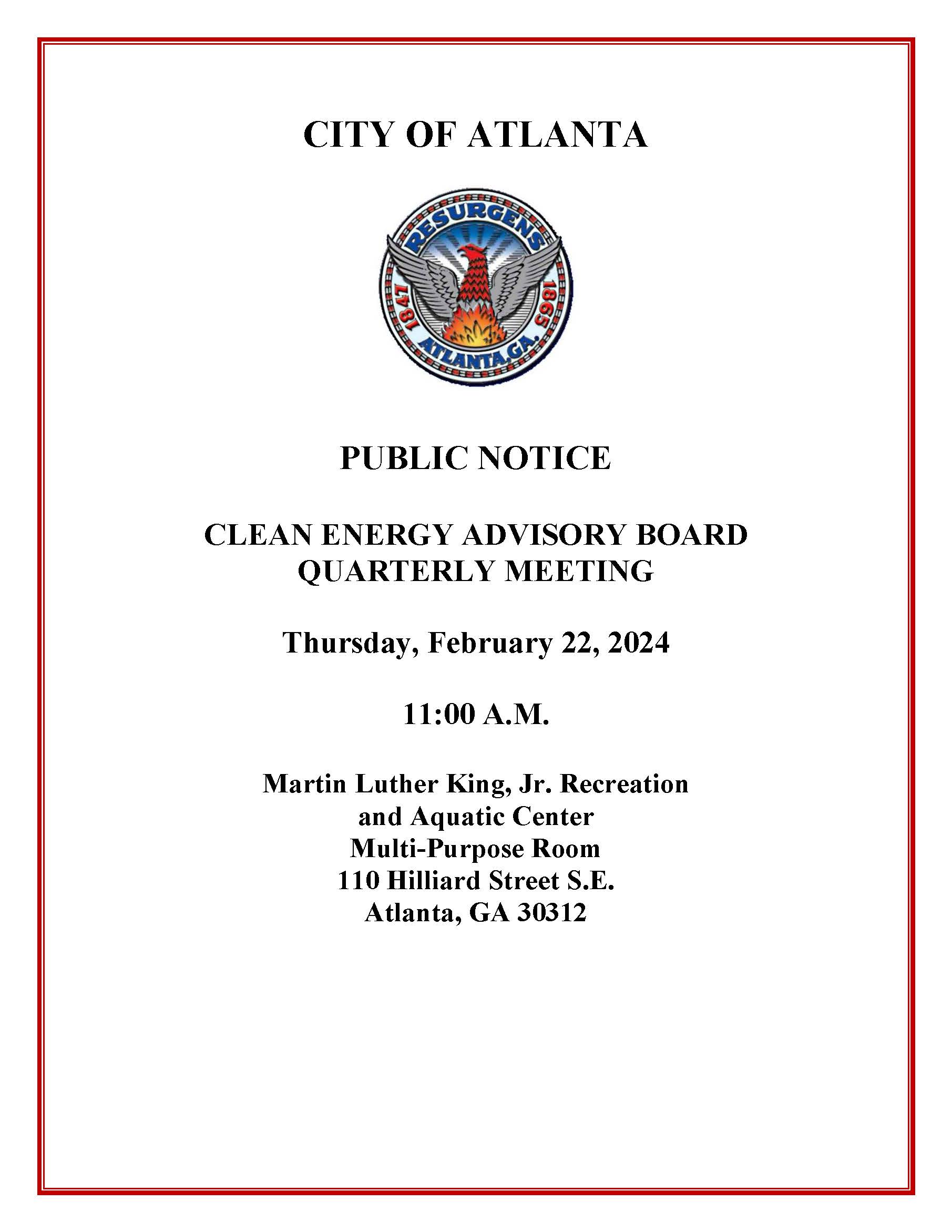 Updated Clean Energy Advisory Board Public Notice February 22 2024