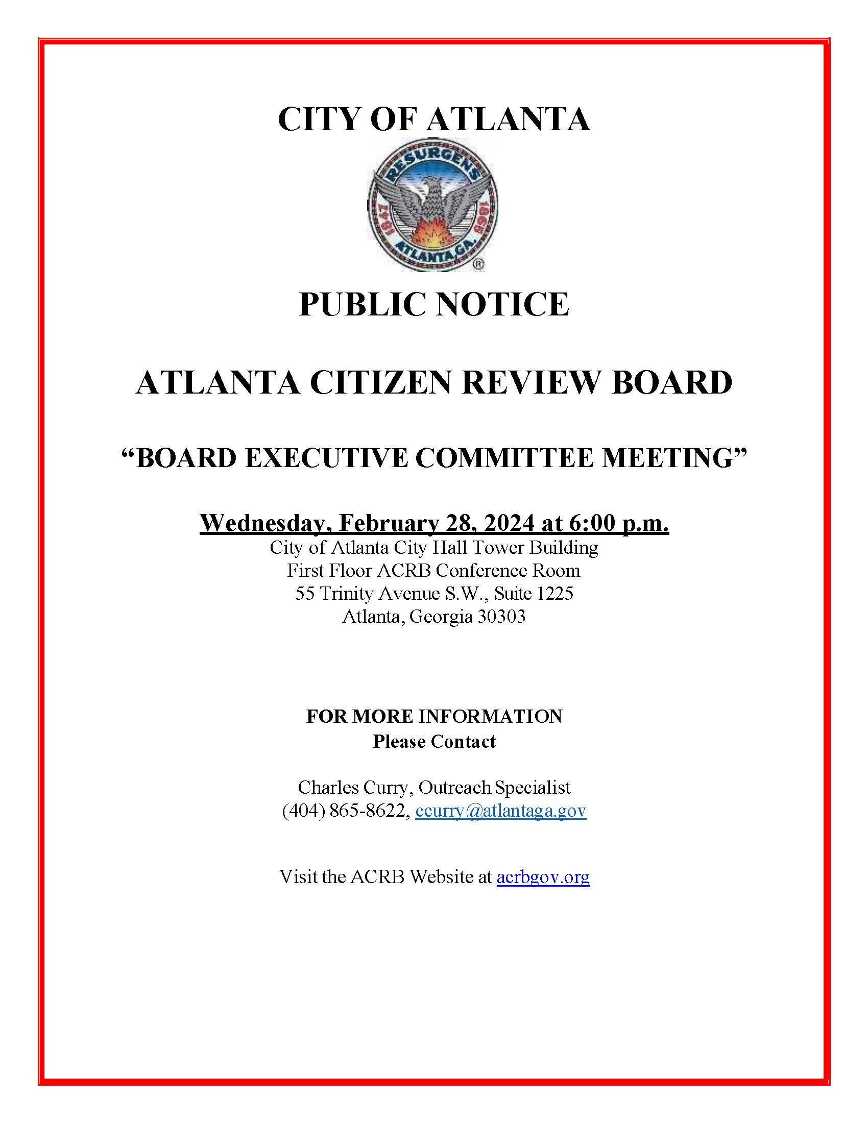 Updated Public Notice ACRB February Executive Cmte. Meeting 2-28-23