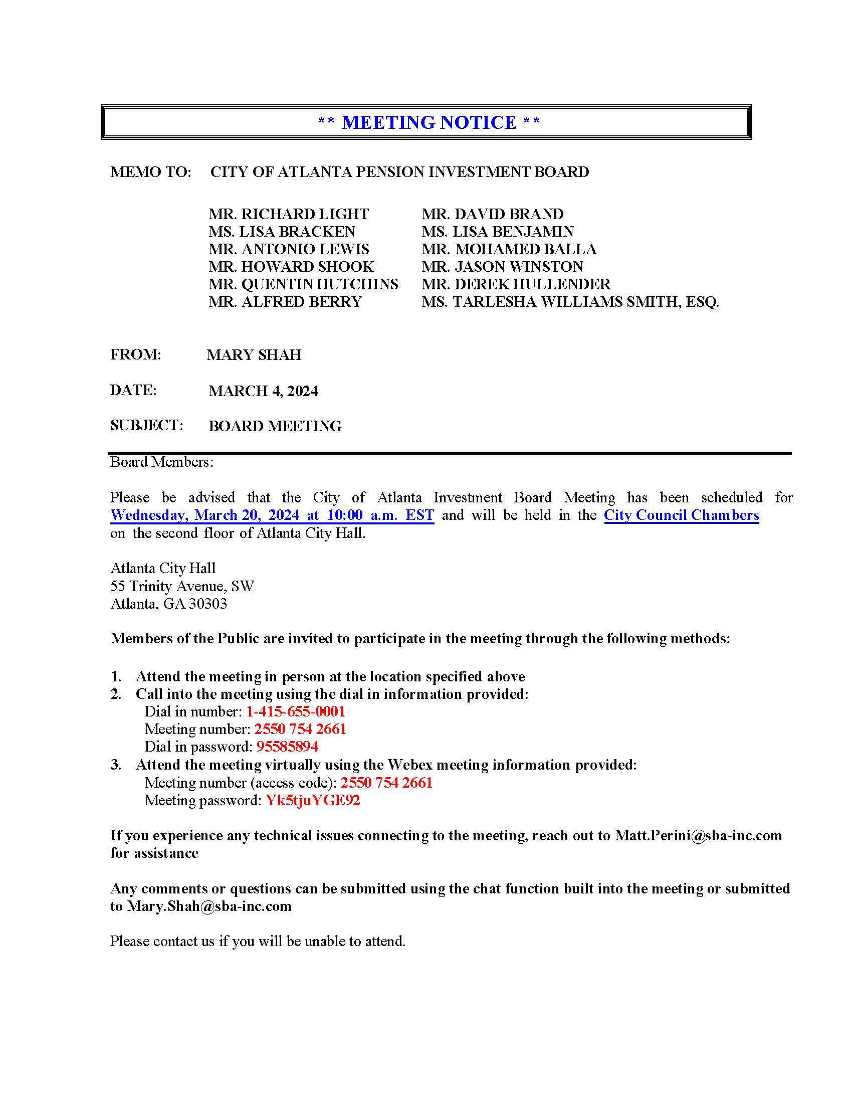 COA IB - Meeting Notice 3.20.2024