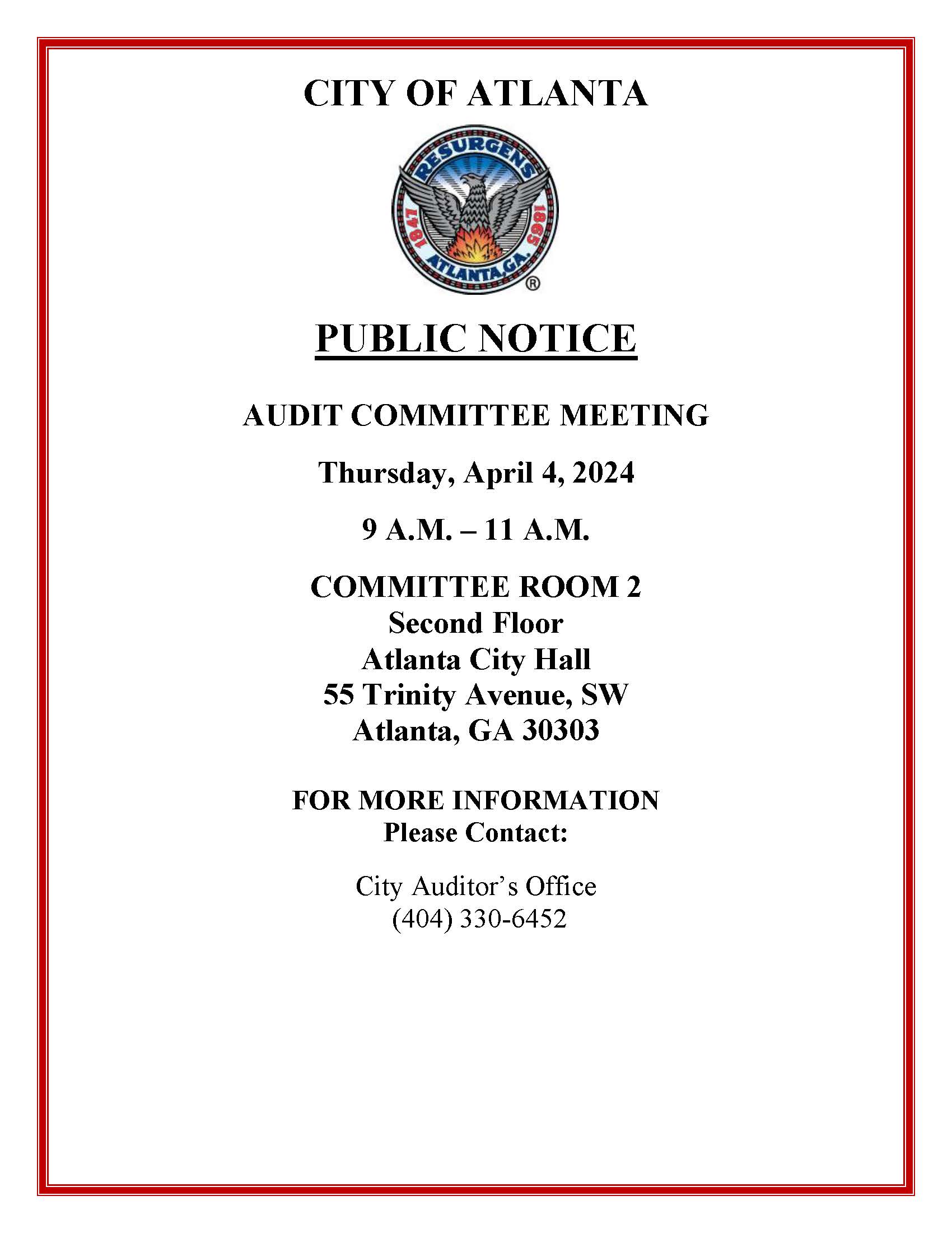 Audit Committee Public Notice April 4 2024