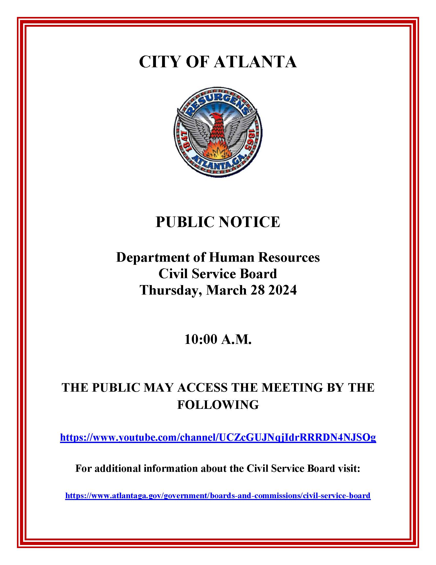 Civil Service Board Public Notice 3-28-24