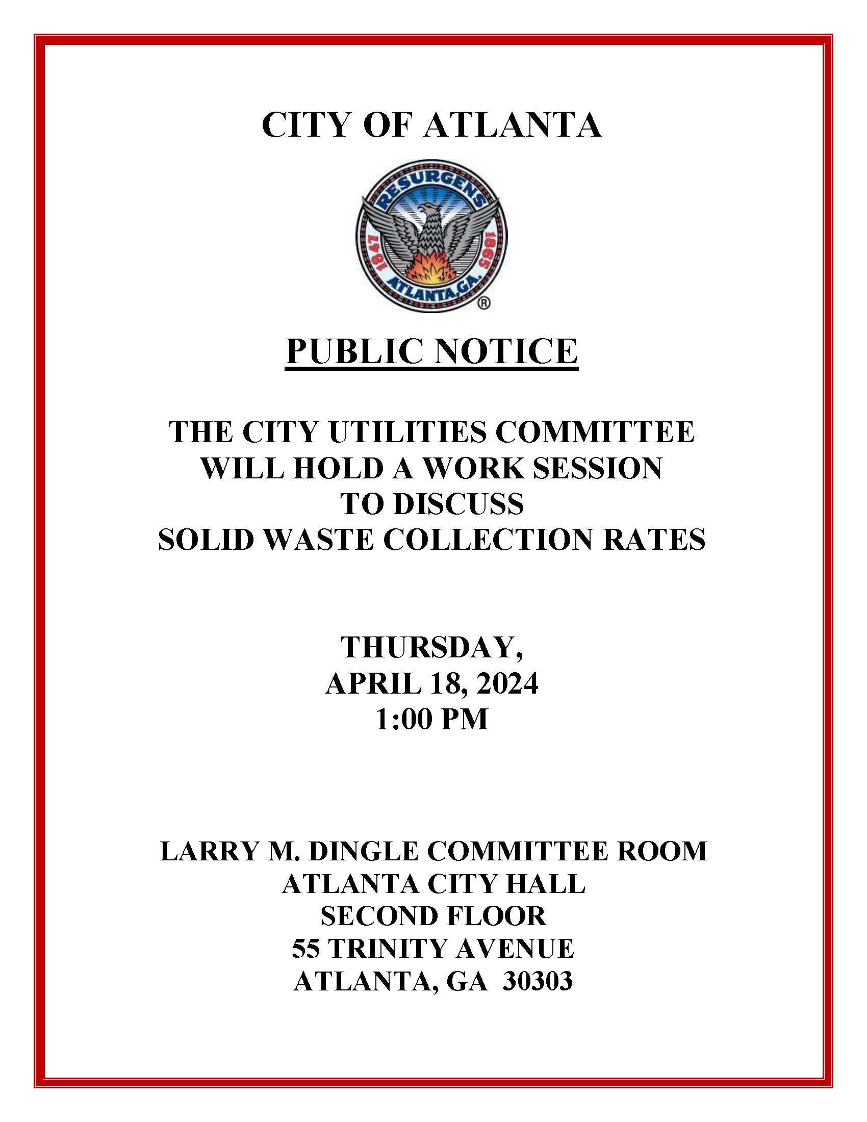 Public Notice - Solid Waste Collection Rates Work Session