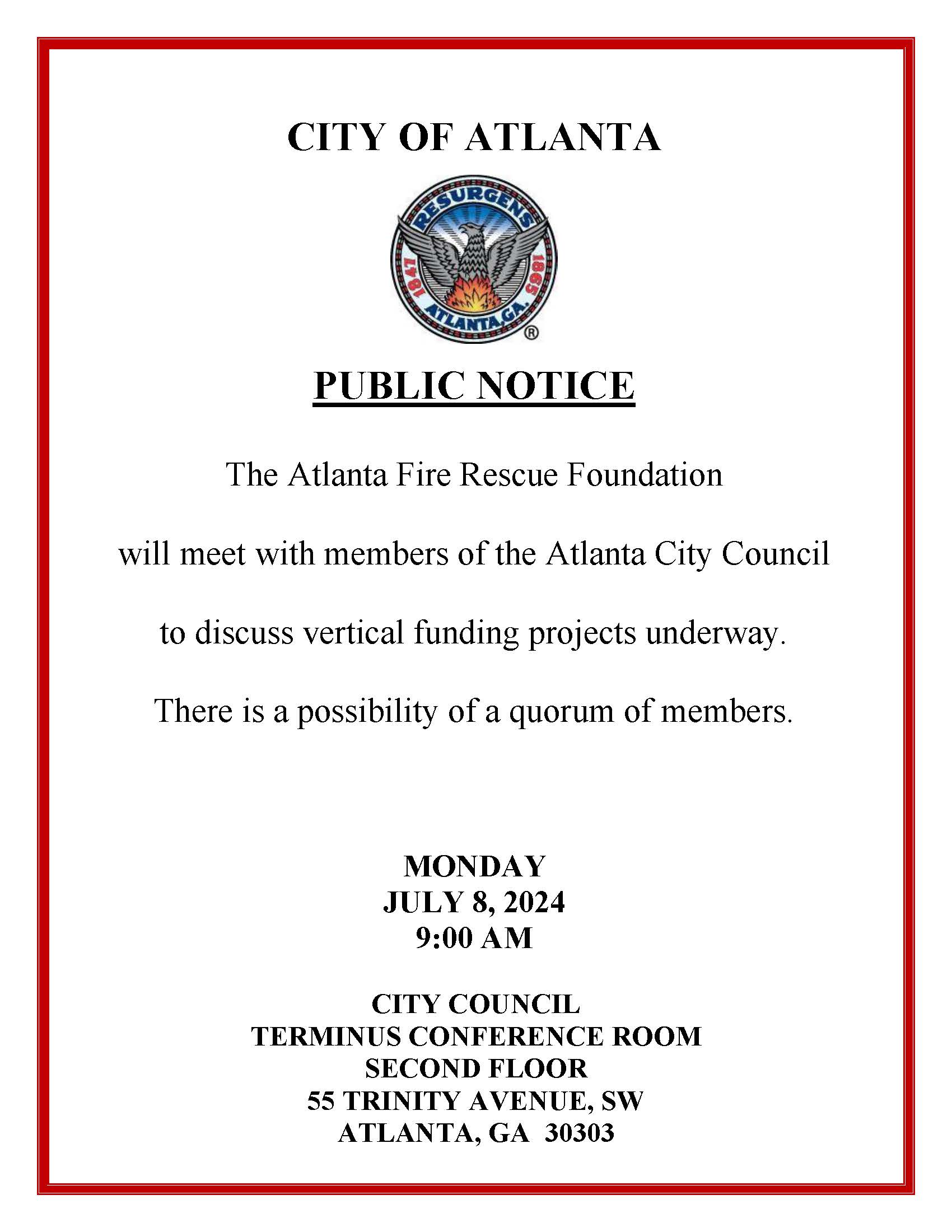 Public Notice - Atlanta Fire Rescue Foundation Vertical Funding Update (7.8.24)