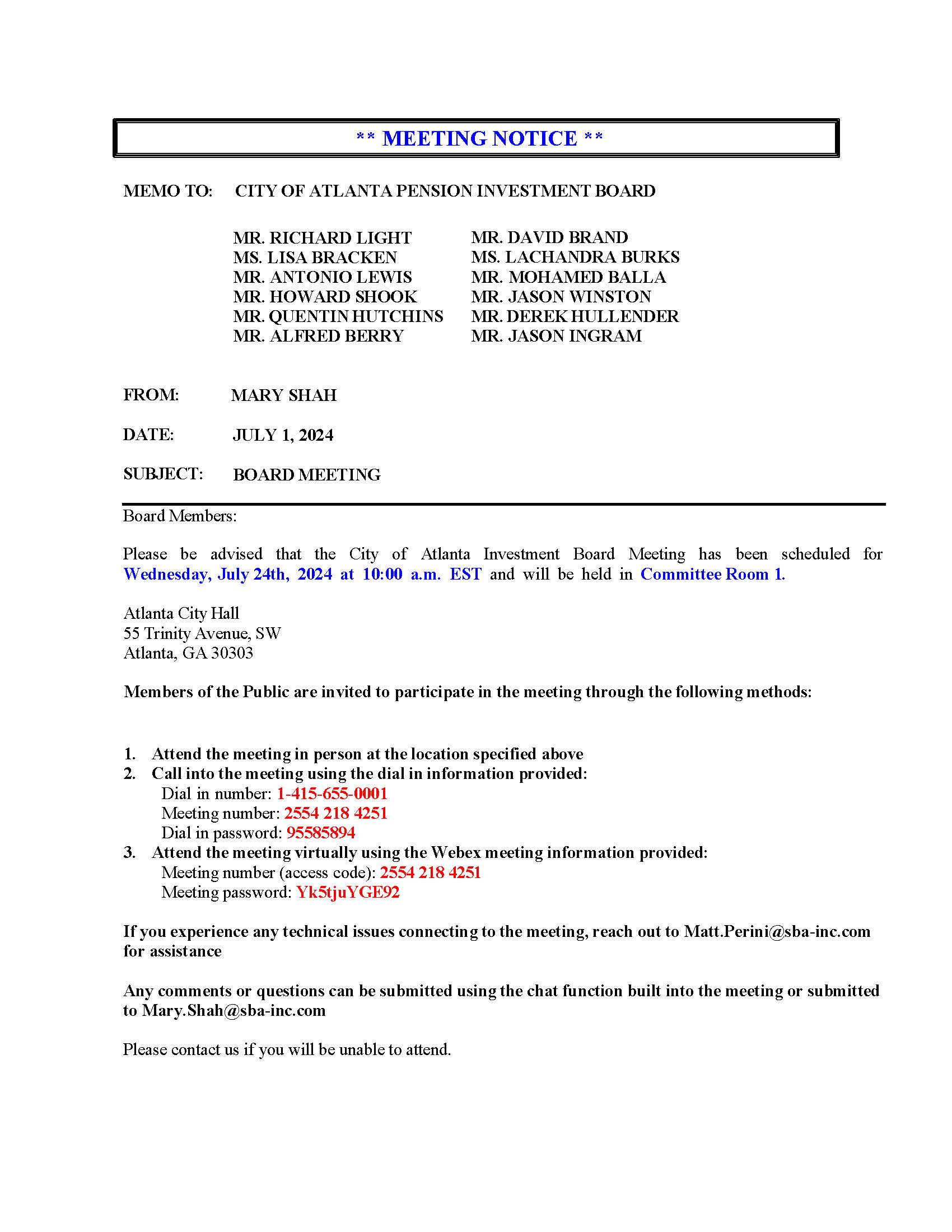 COA IB - Meeting Notice 7.24.2024