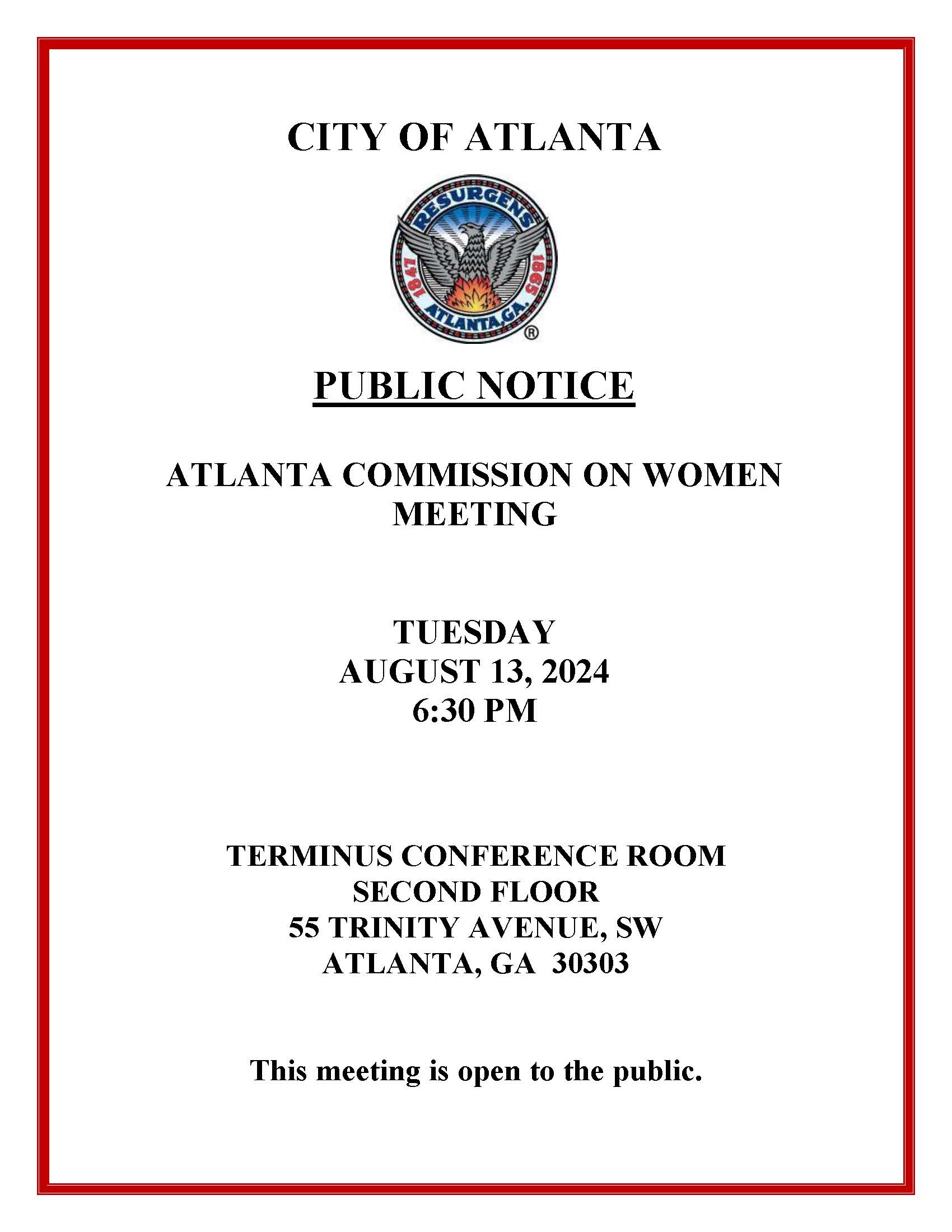 Public Notice - Atlanta Commission on Women Meeting (8.13.24) UPDATED (1)