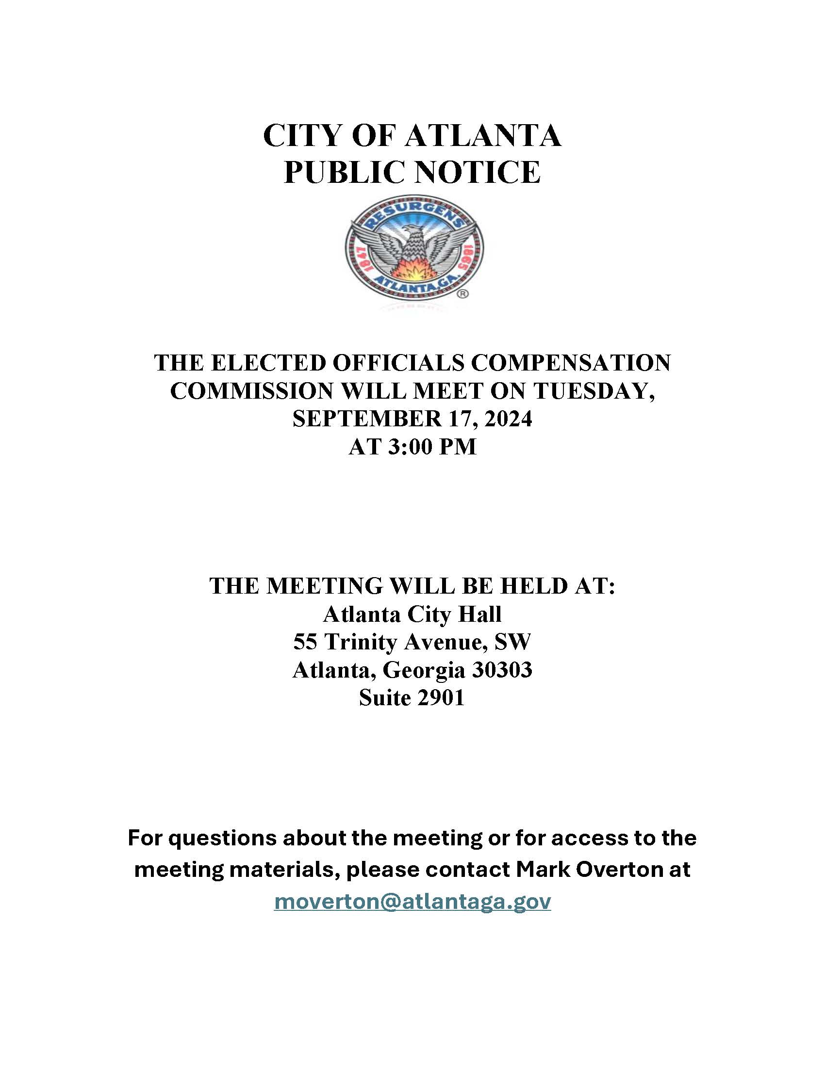 Elected Officials Compensation Commission Public Notice 9-17-2024