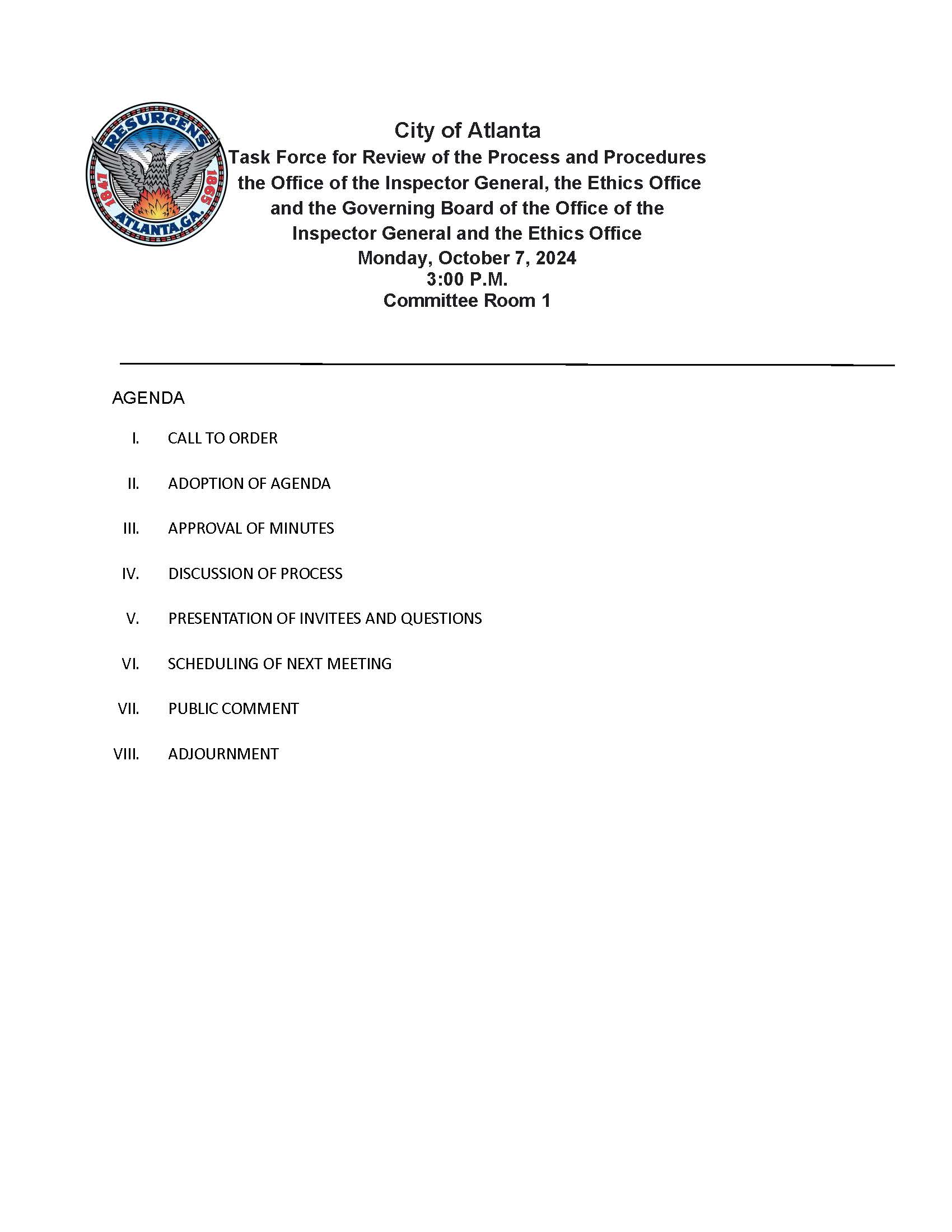 OIG Task Force Agenda 10.7.24