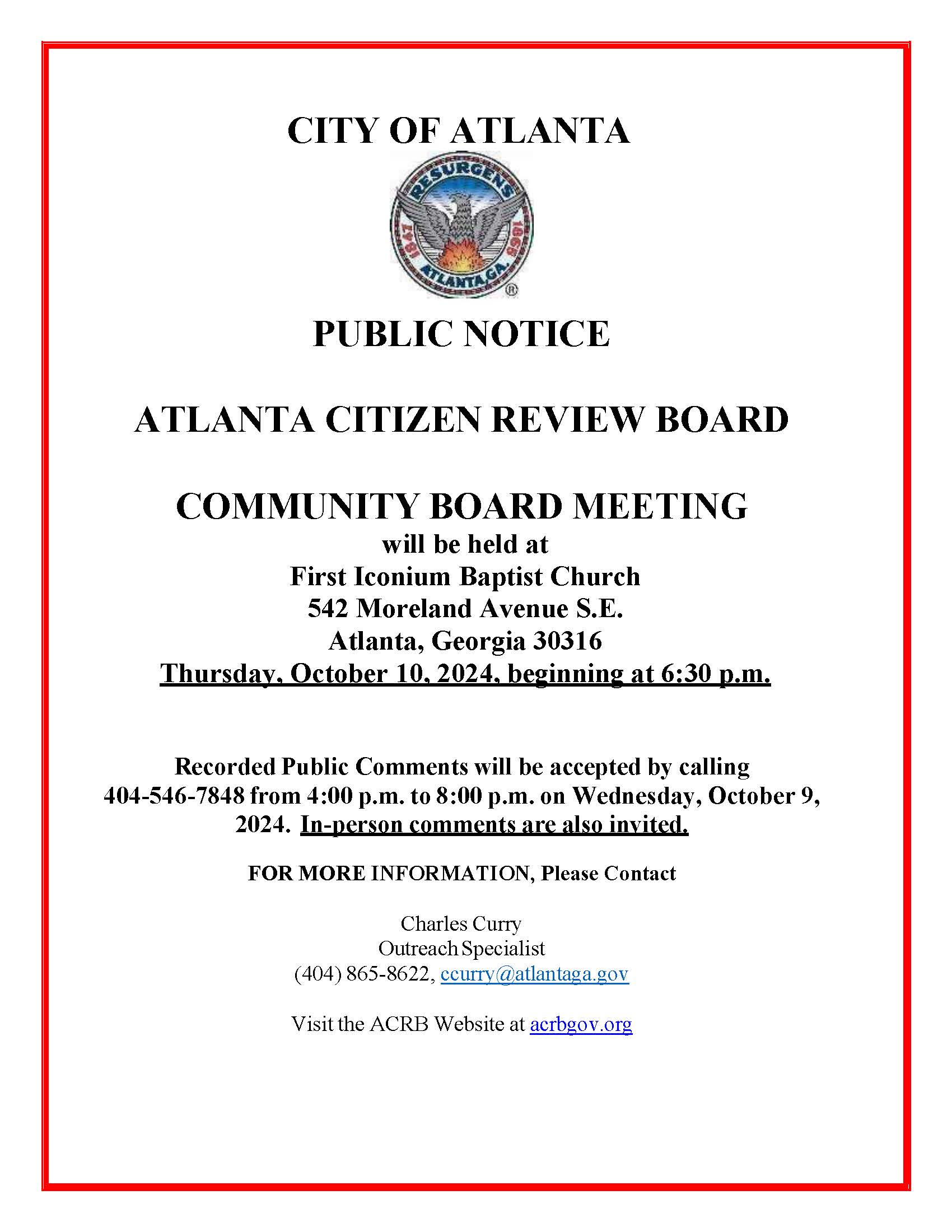 ACRB Community Board Meeting  10.10.24