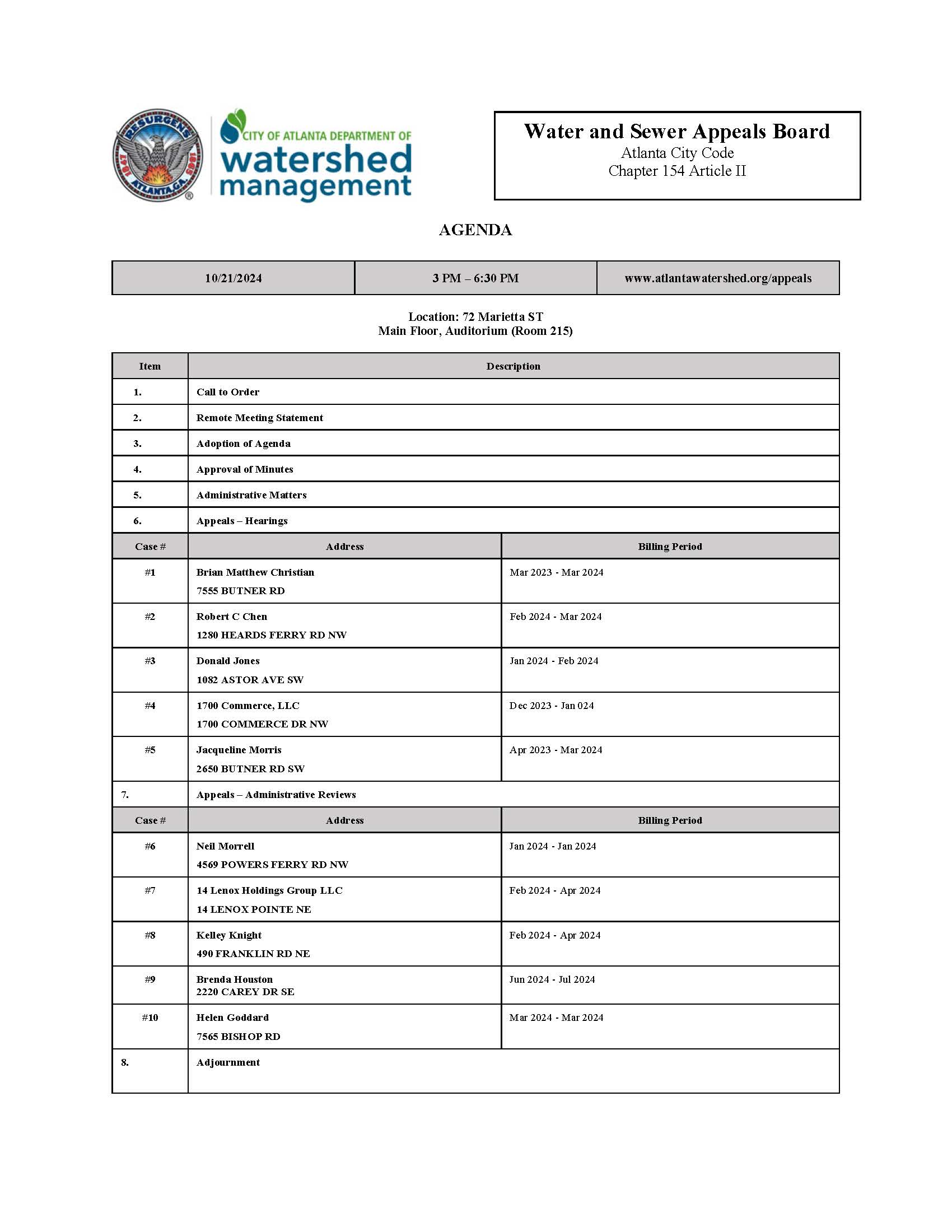 2024-10-21 WSAB Agenda