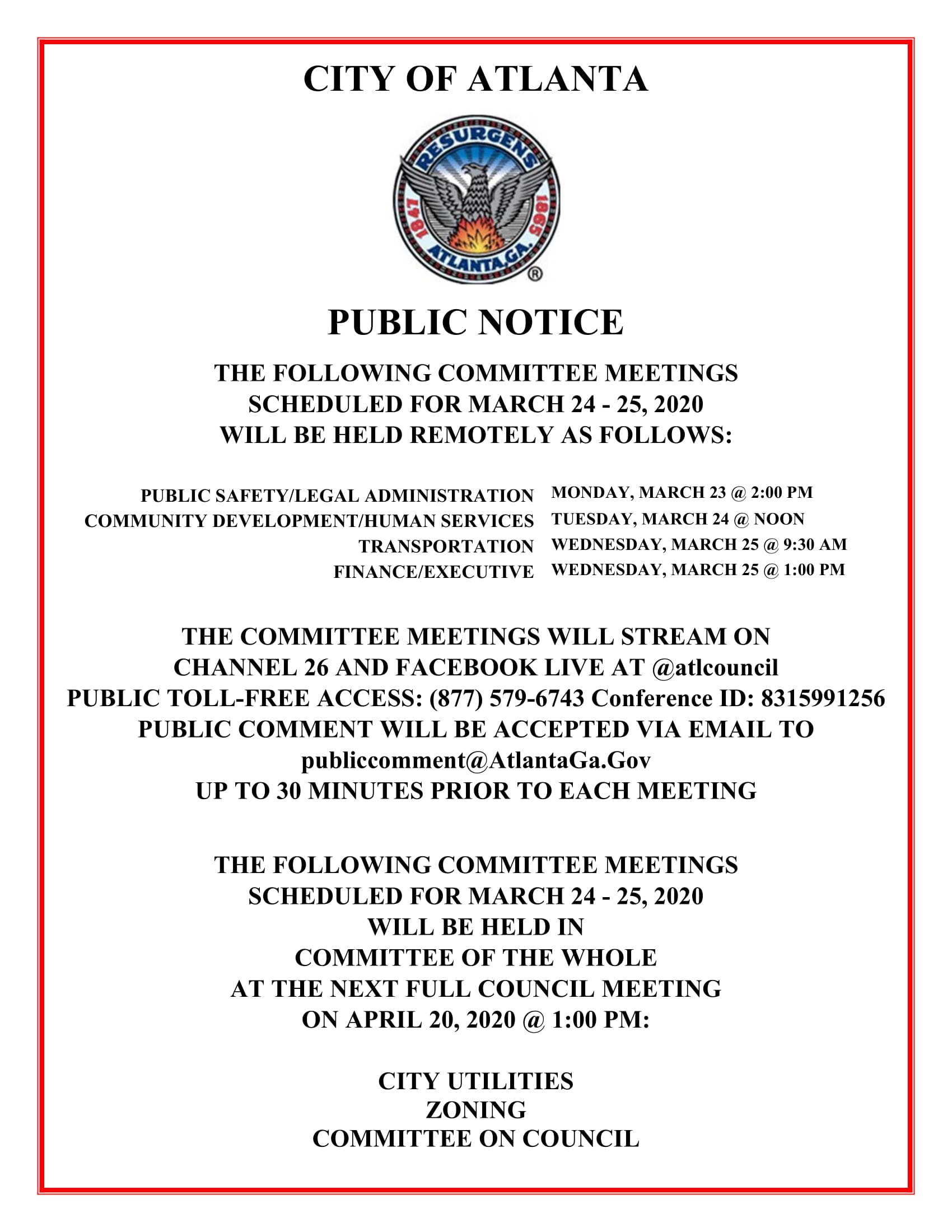 UPDATED March 24-25 Committee Meetings Public Notice (Public) (003)-1