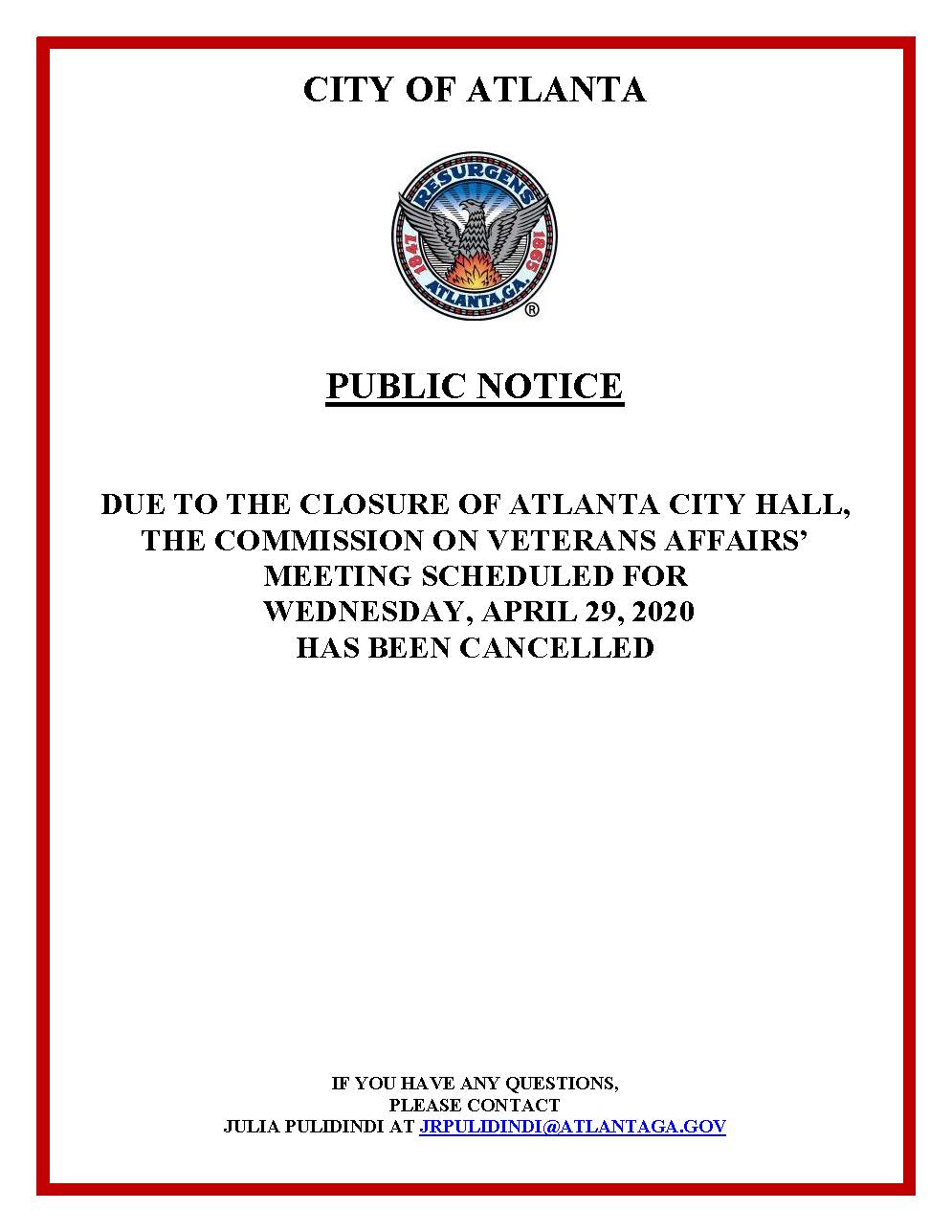 Public Notice - April CVA Meeting