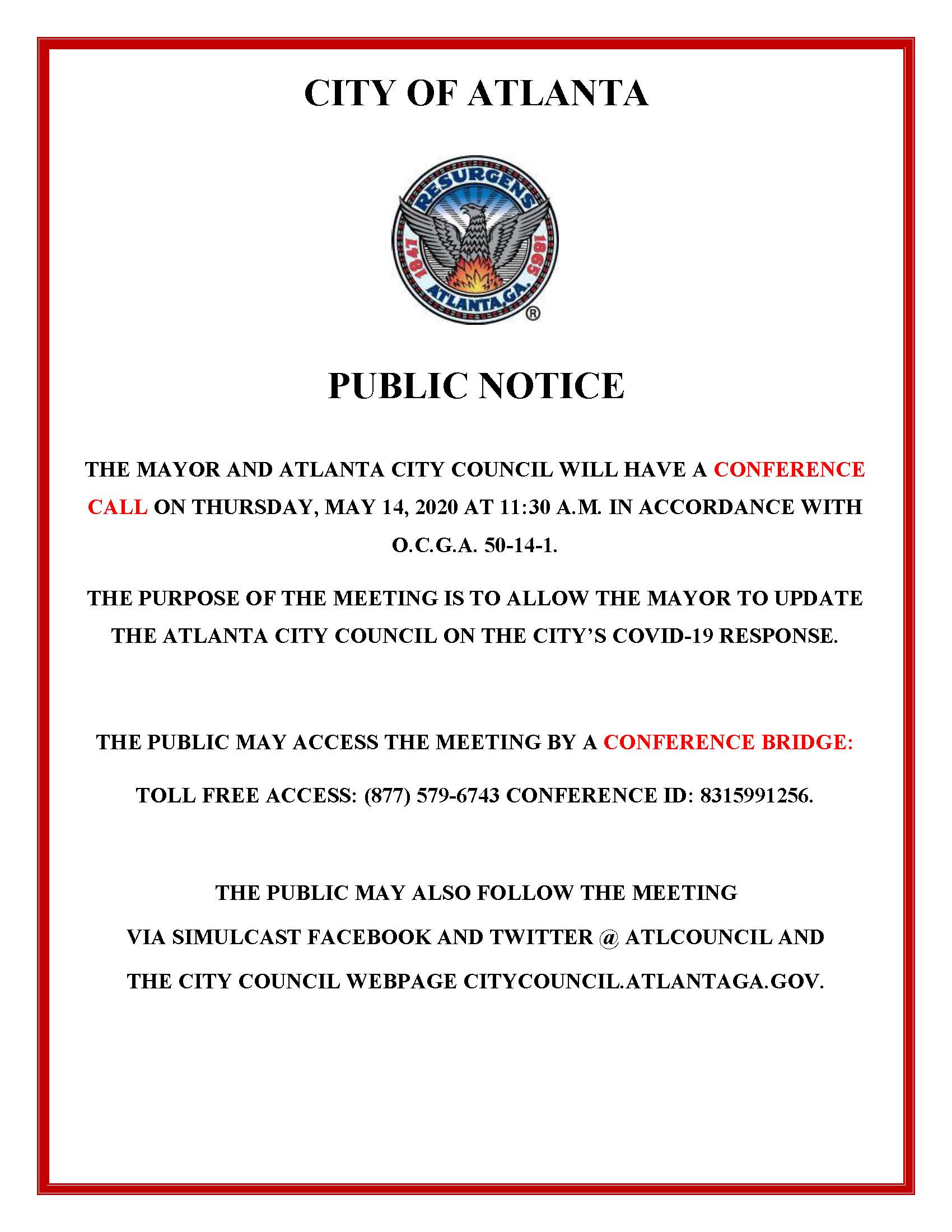 5.14.20 - Mayor Conference Call with ACC Public Notice 5.14.2020