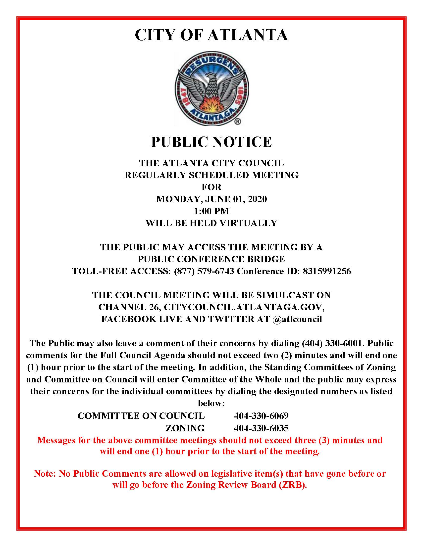 June 01 Full Council Public Notice