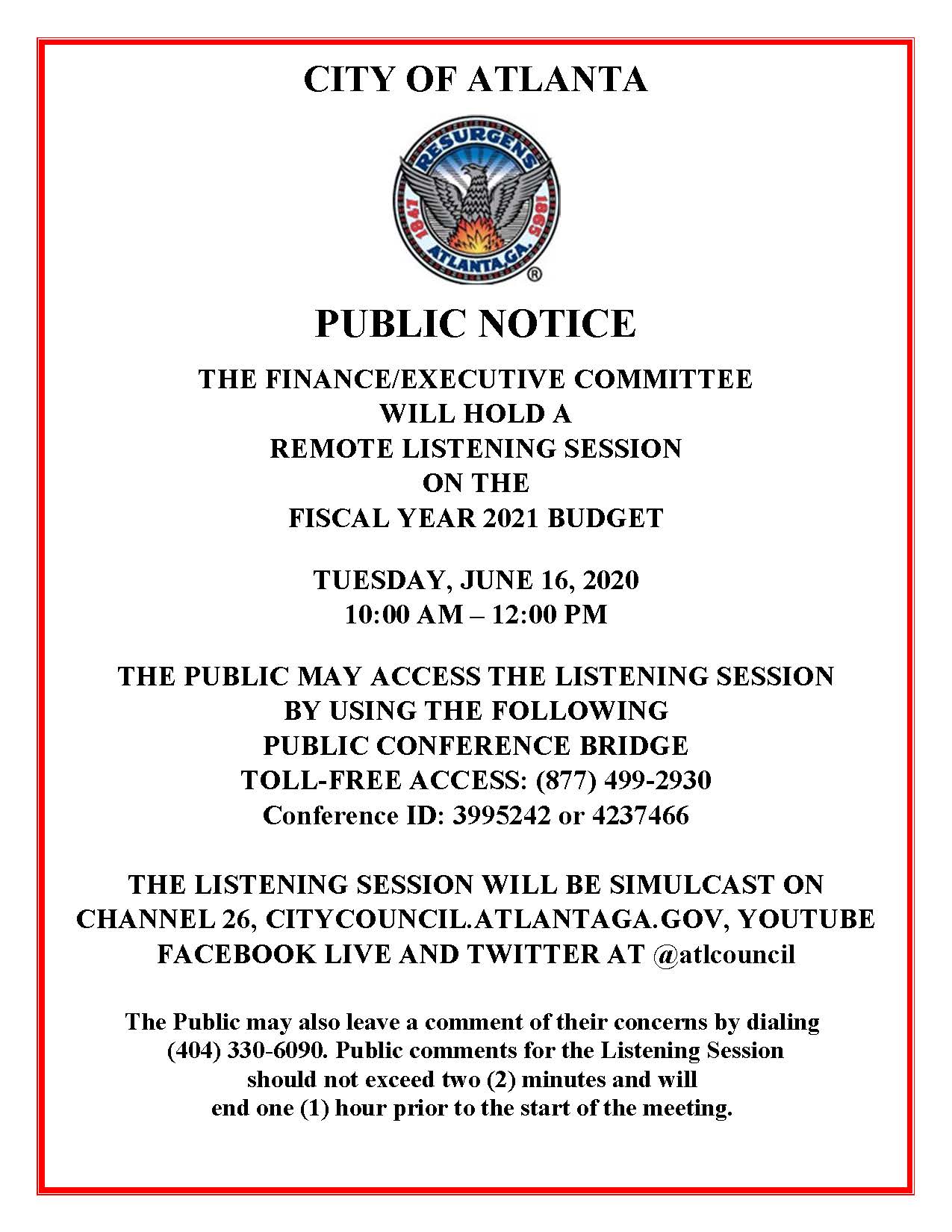 FY21 Listening Session Notice