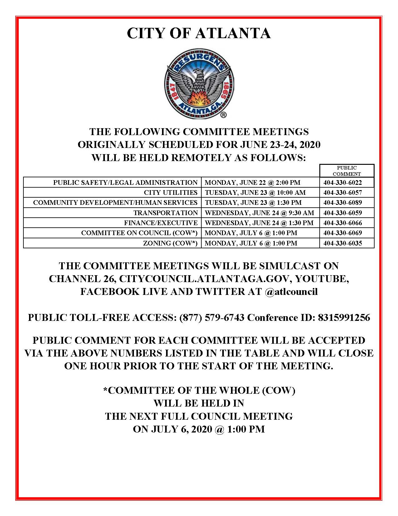 June 23-24 Committee Meetings Public Notice (Public)