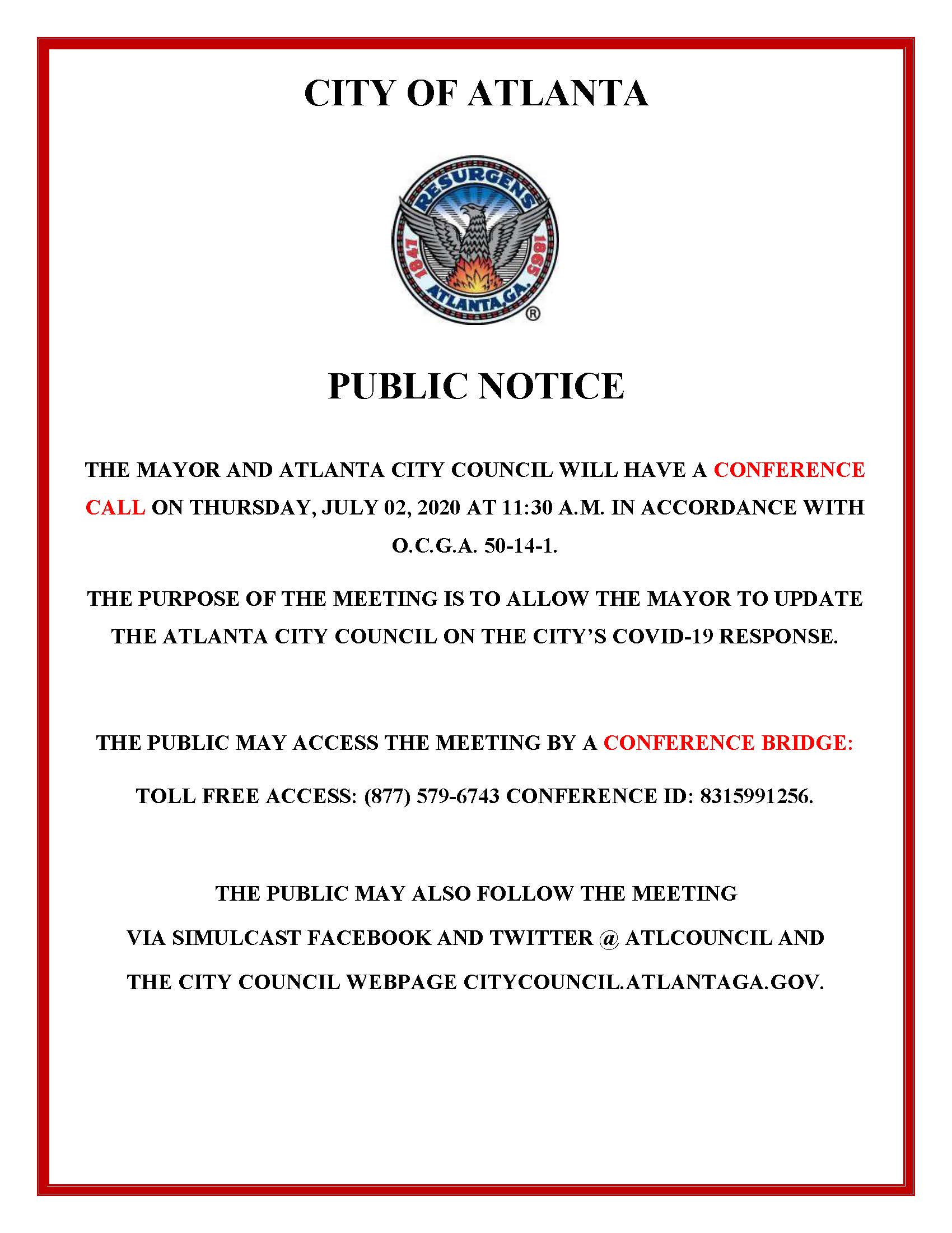 Mayor Conference Call with ACC Public Notice 7.02.2020