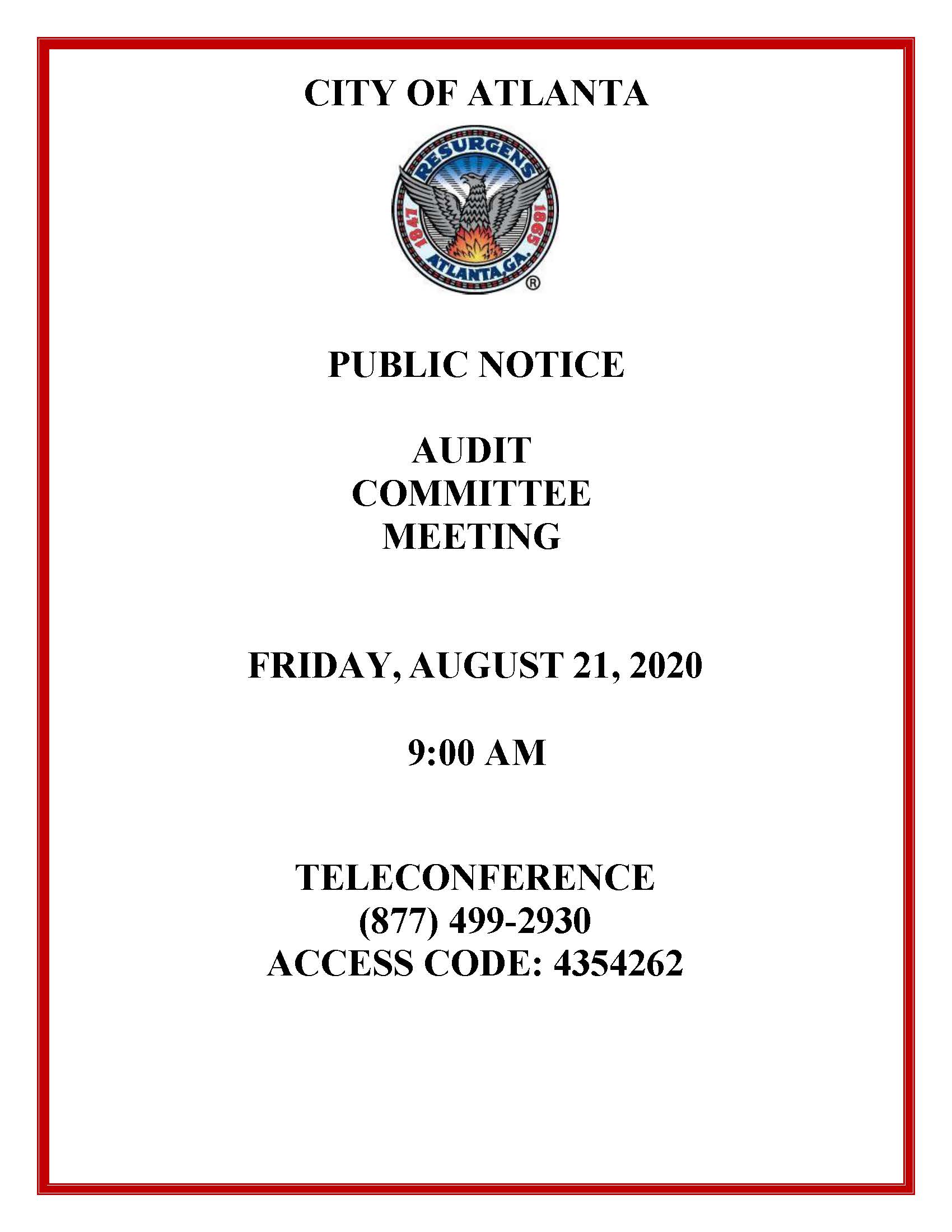 Public Notice  Audit Committee Meeting August 2020