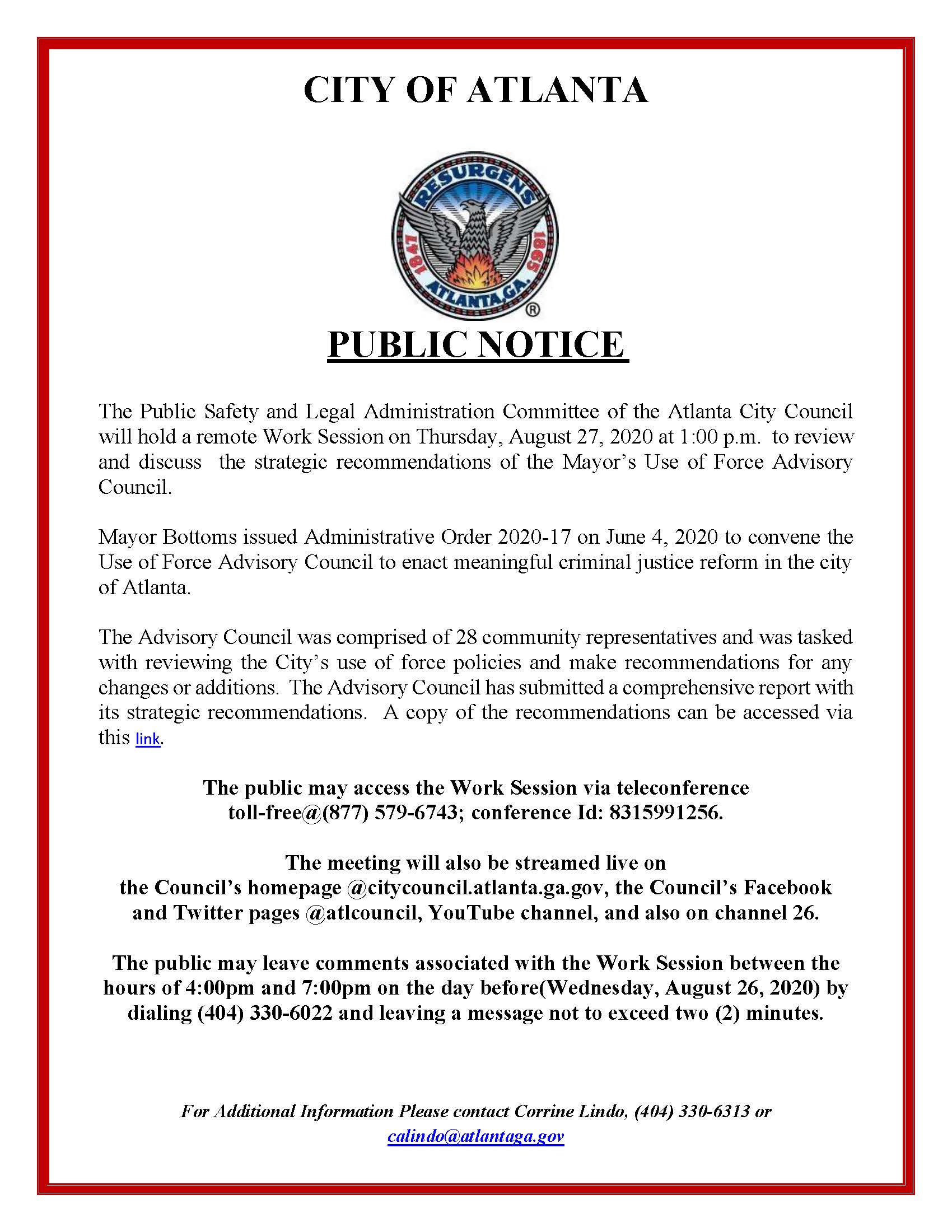 PSLA Use of Force  Work Session_Public Notice