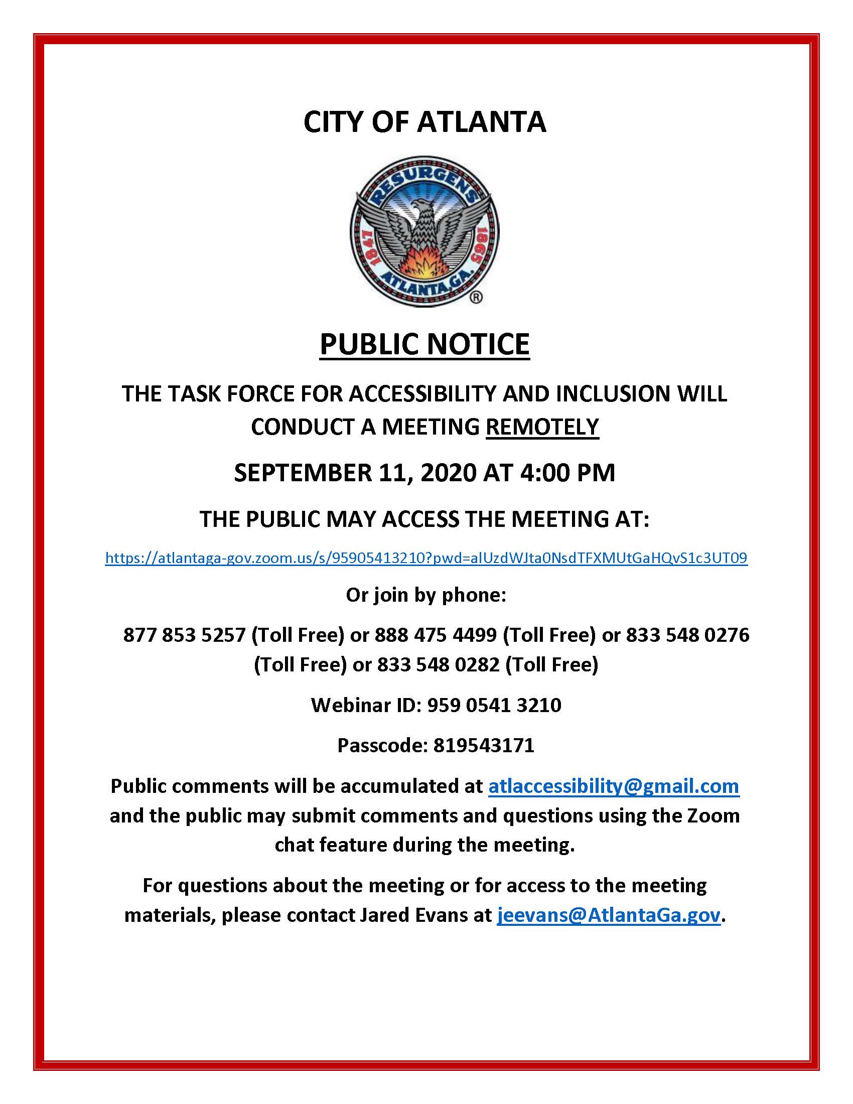 MEETING NOTICE 9-11-2- Accessibility and Inclusion Task Force