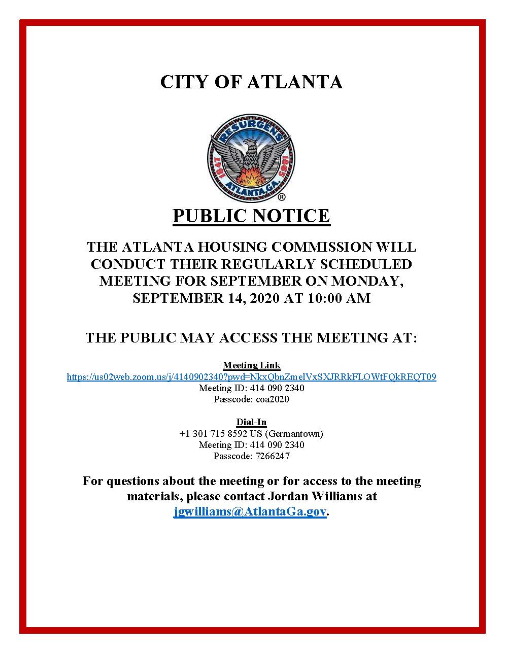 AHC September 2020 Public Meeting Notice