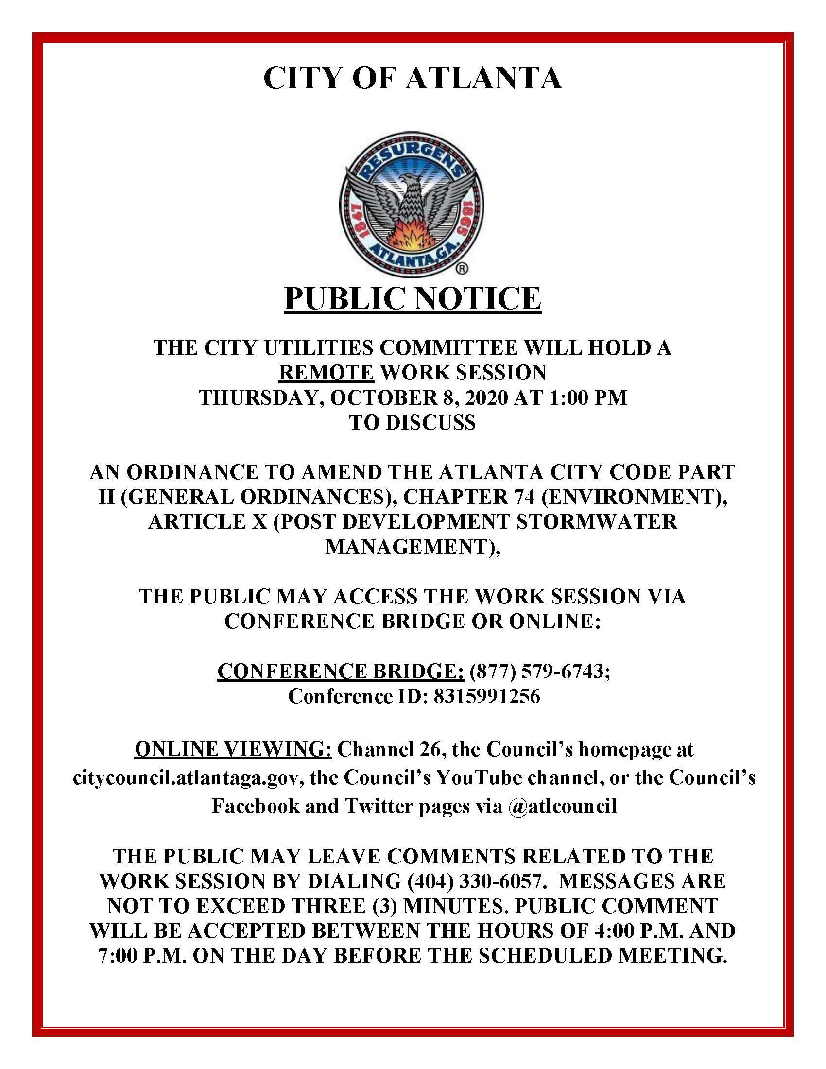 10-8-20 CUC Work Session Public Notice