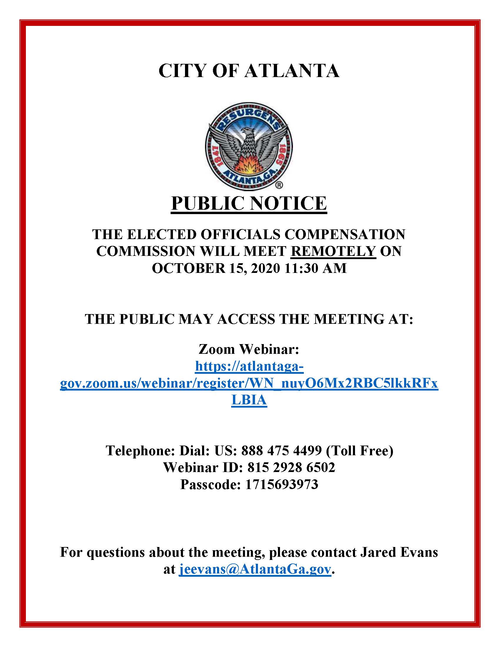 Elected Officials Compensation Commission Public Notice 10-15