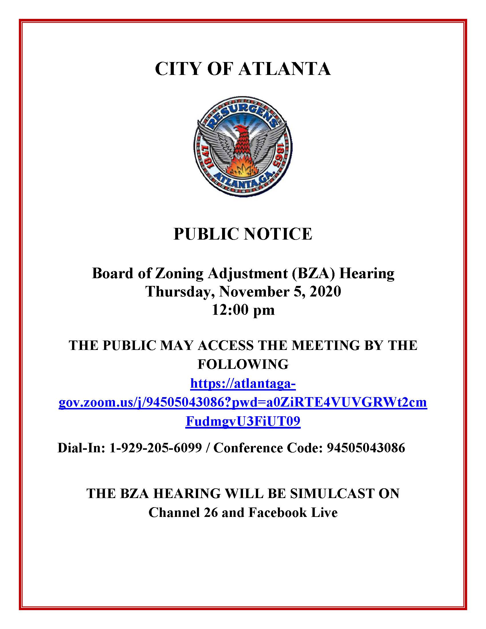 Virtual Public Notice - Board of Zoning Adjustment (11-5)