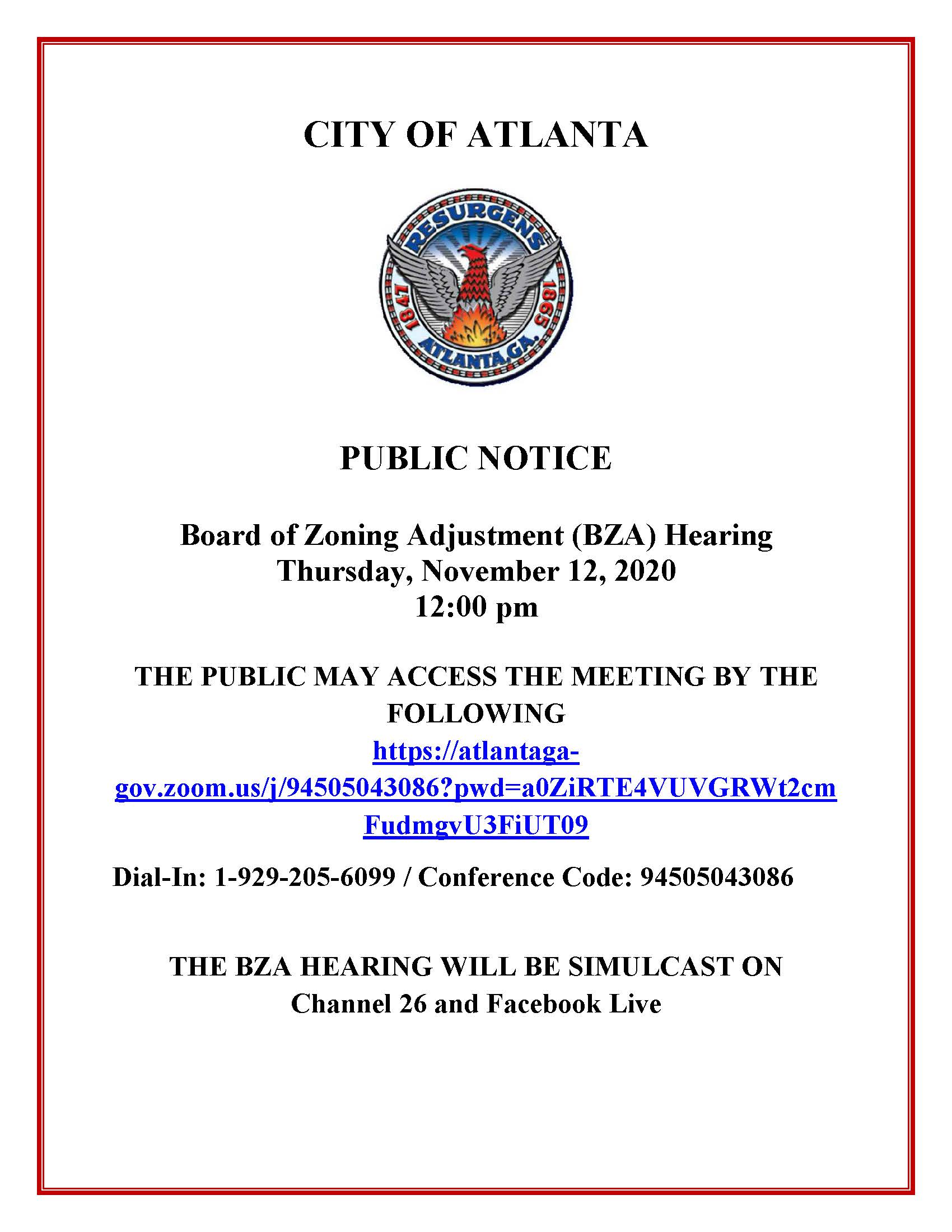 Virtual Public Notice - Board of Zoning Adjustment (11-12)