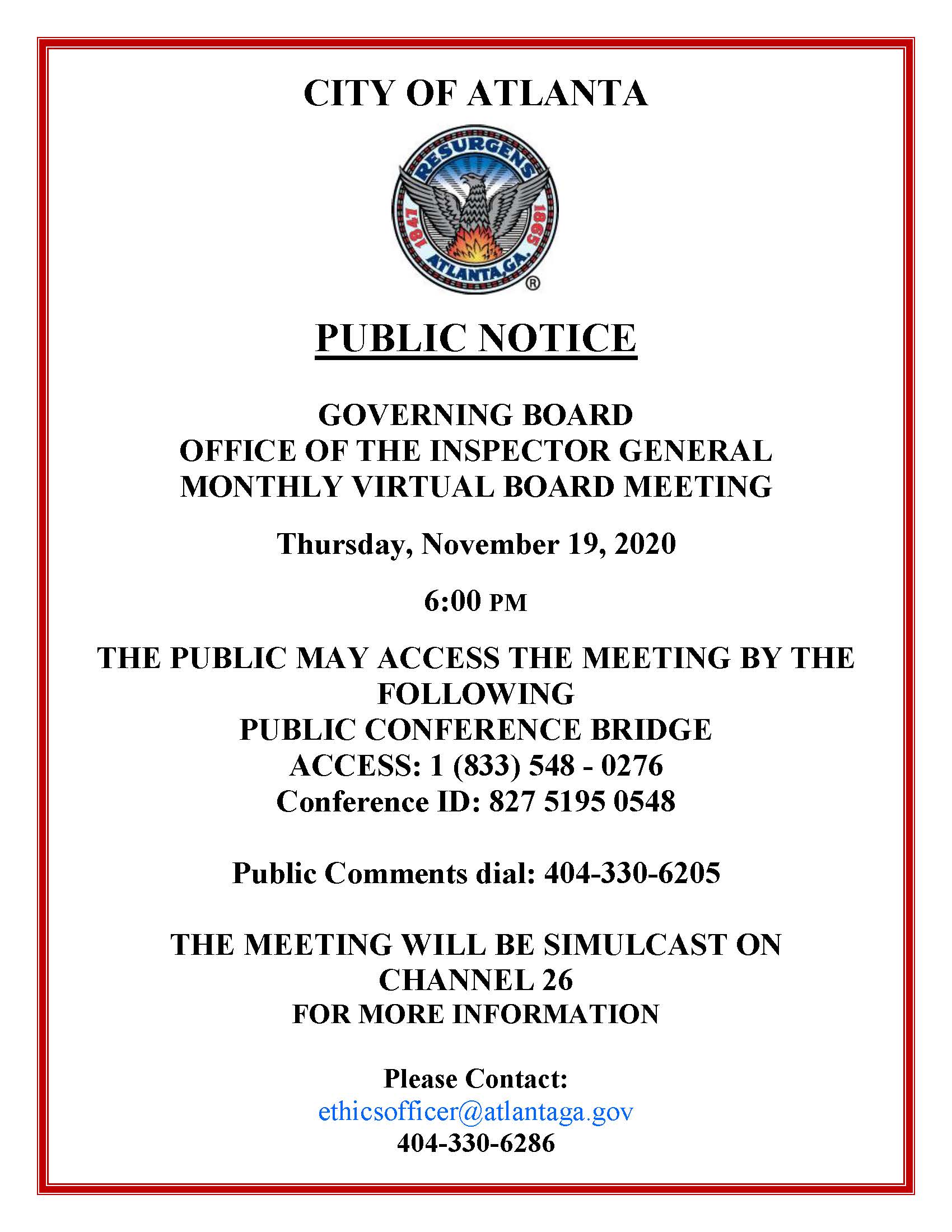 Monthly Virtual Board Meeting_Public Notice_111920