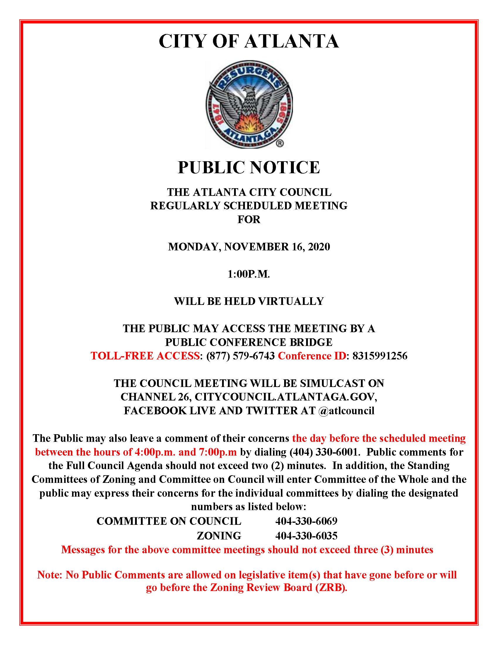 Nov.16. 2020  ACC Virtual Meeting Public Notice