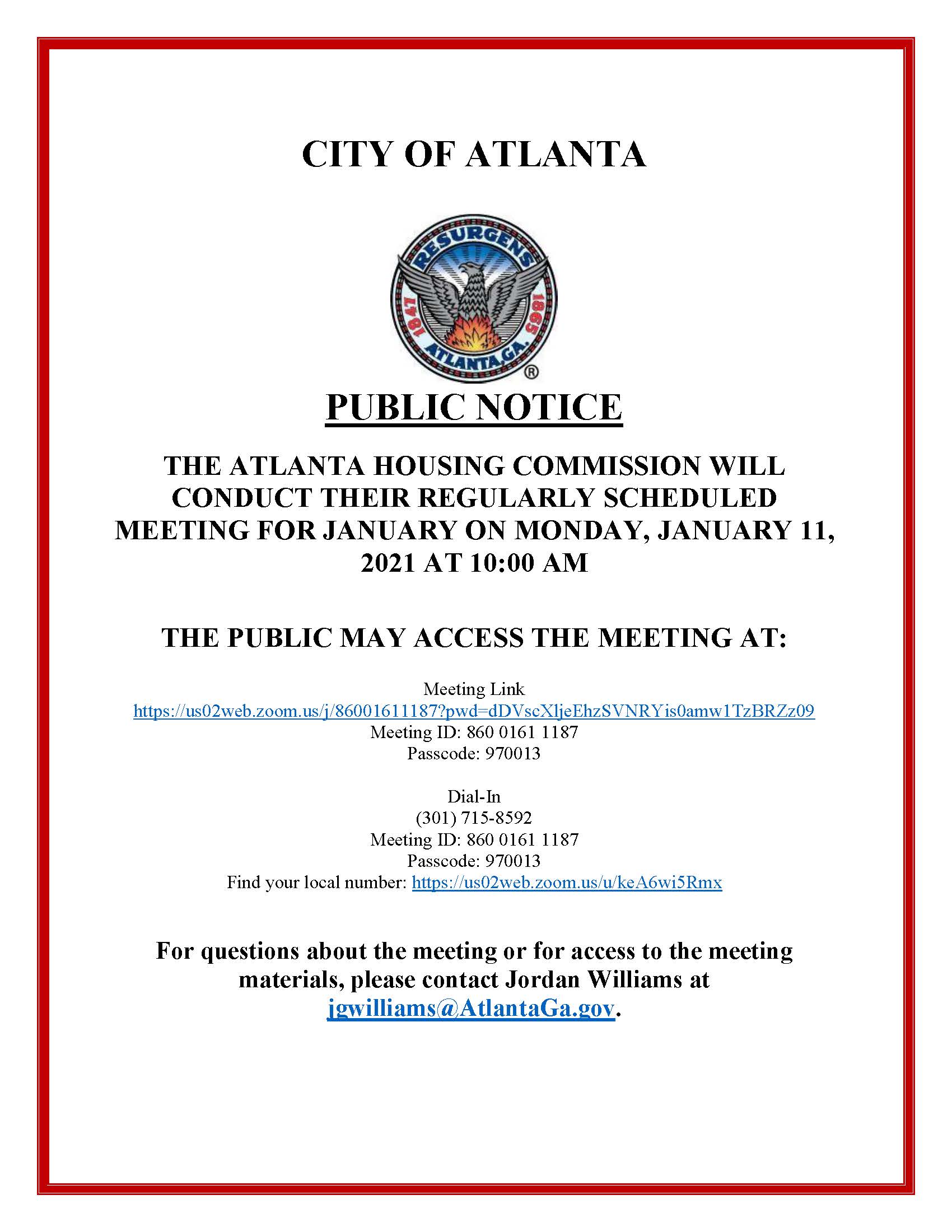 AHC Meeting Notice for 01-11-2021