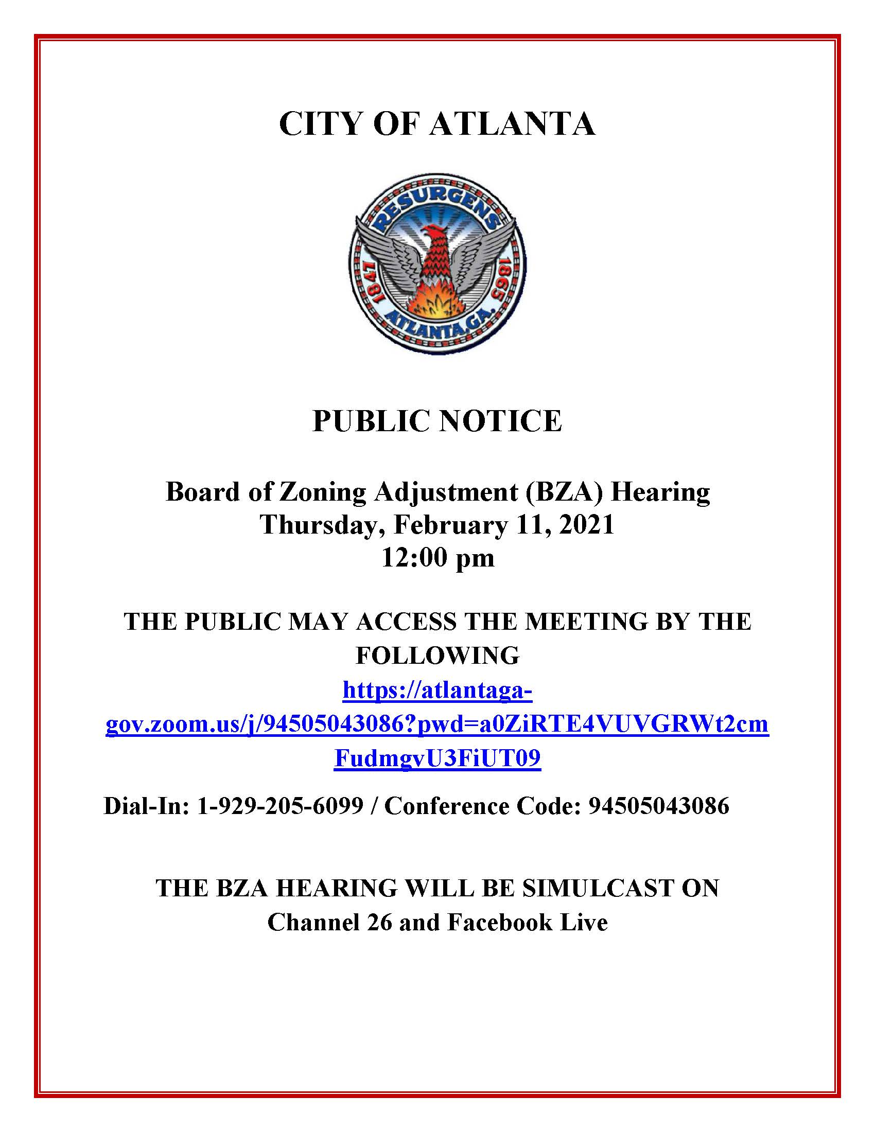 Virtual Public Notice - Board of Zoning Adjustment 2.11.2021