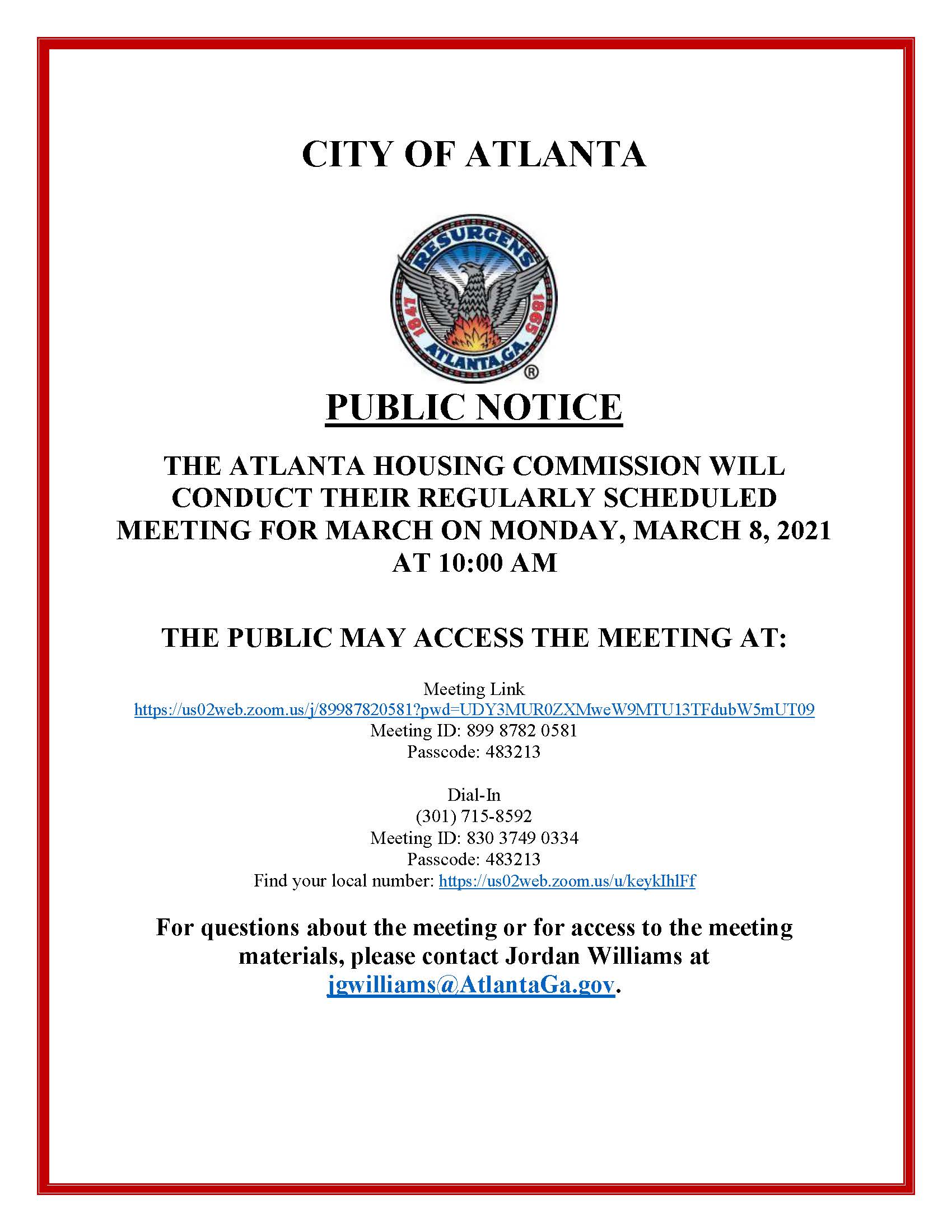 AHC Meeting Notice for 03-08-2021